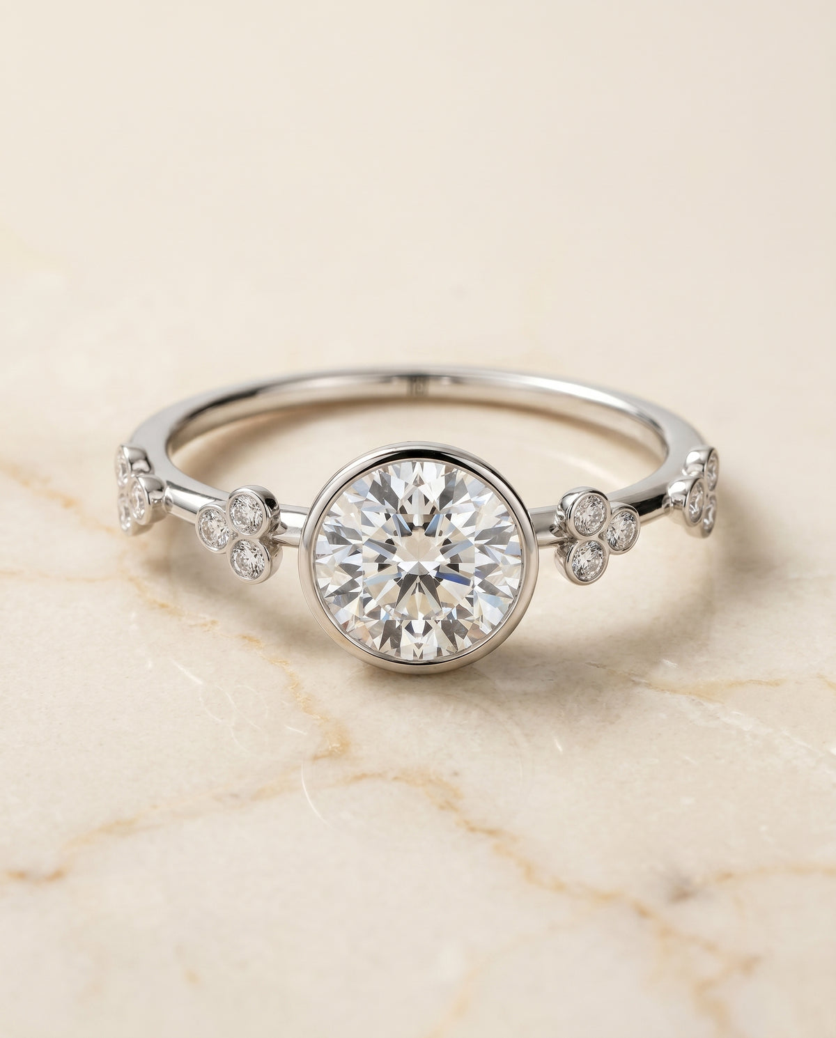 The Miley round engagement ring setting in 18K White Gold | RockHer