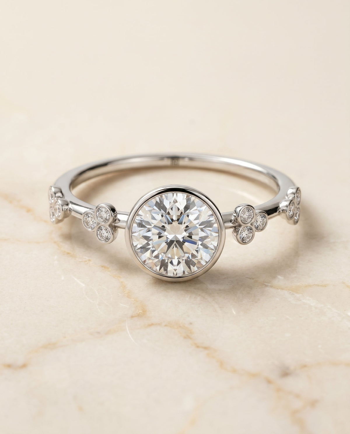 The Miley round engagement ring setting in 18K White Gold | RockHer