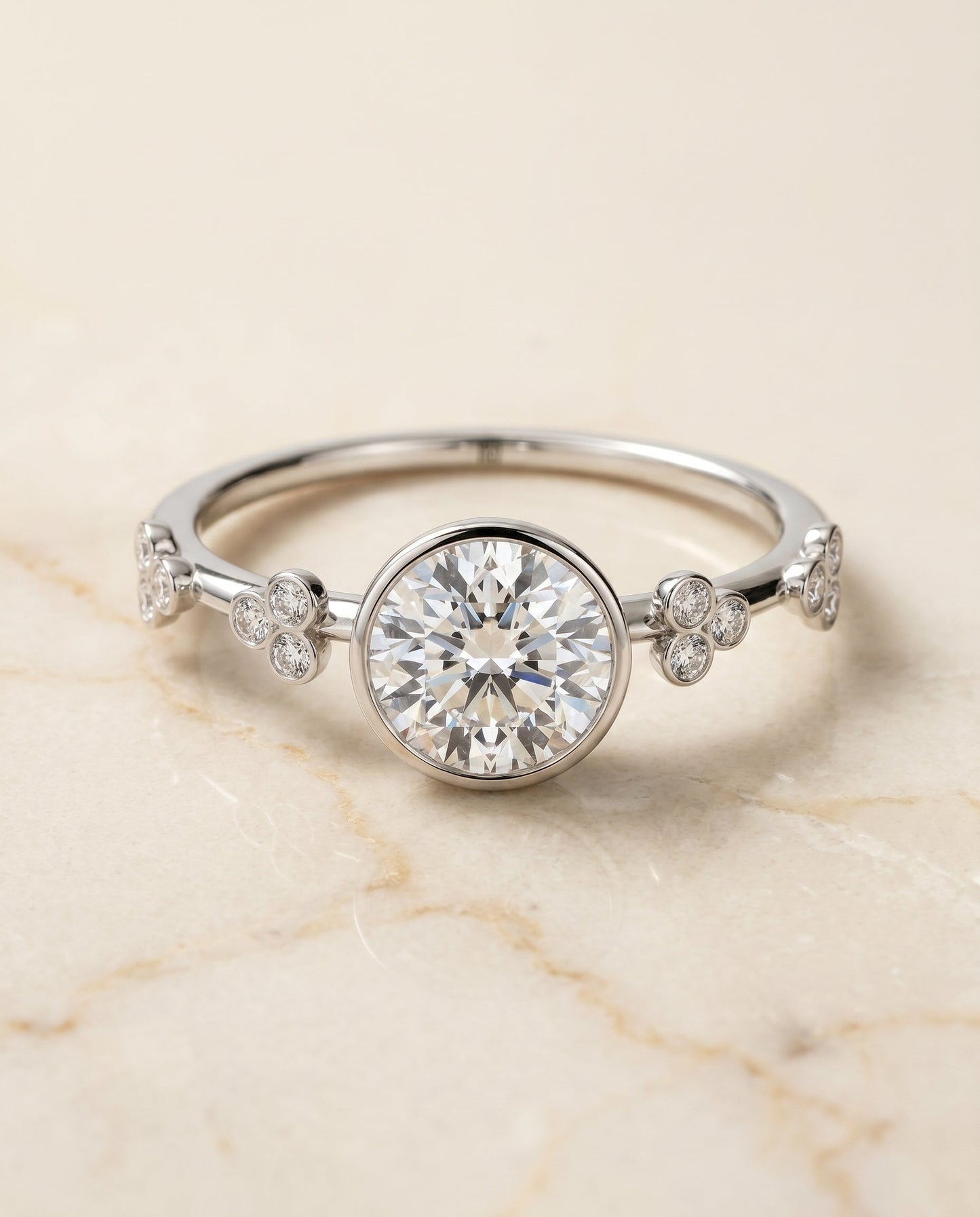 Miley Select Clover Bezel Accent Solitaire in Platinum – view 1