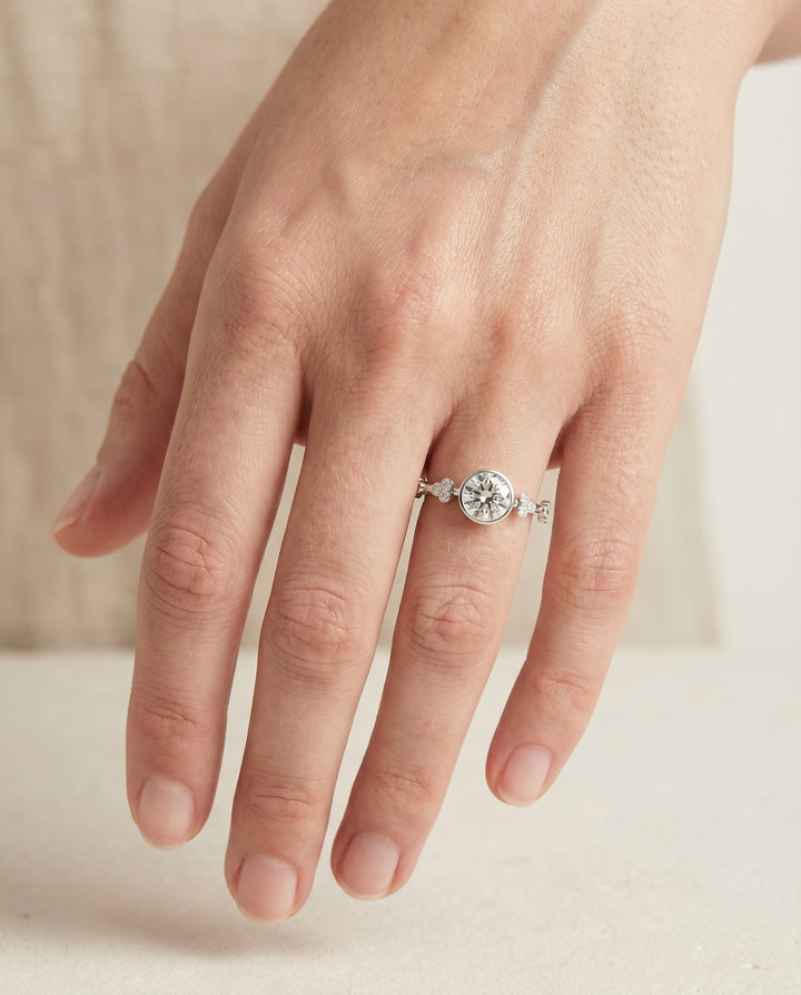 The Miley Solitaire Engagement Ring Setting for Round Diamonds in Platinum
