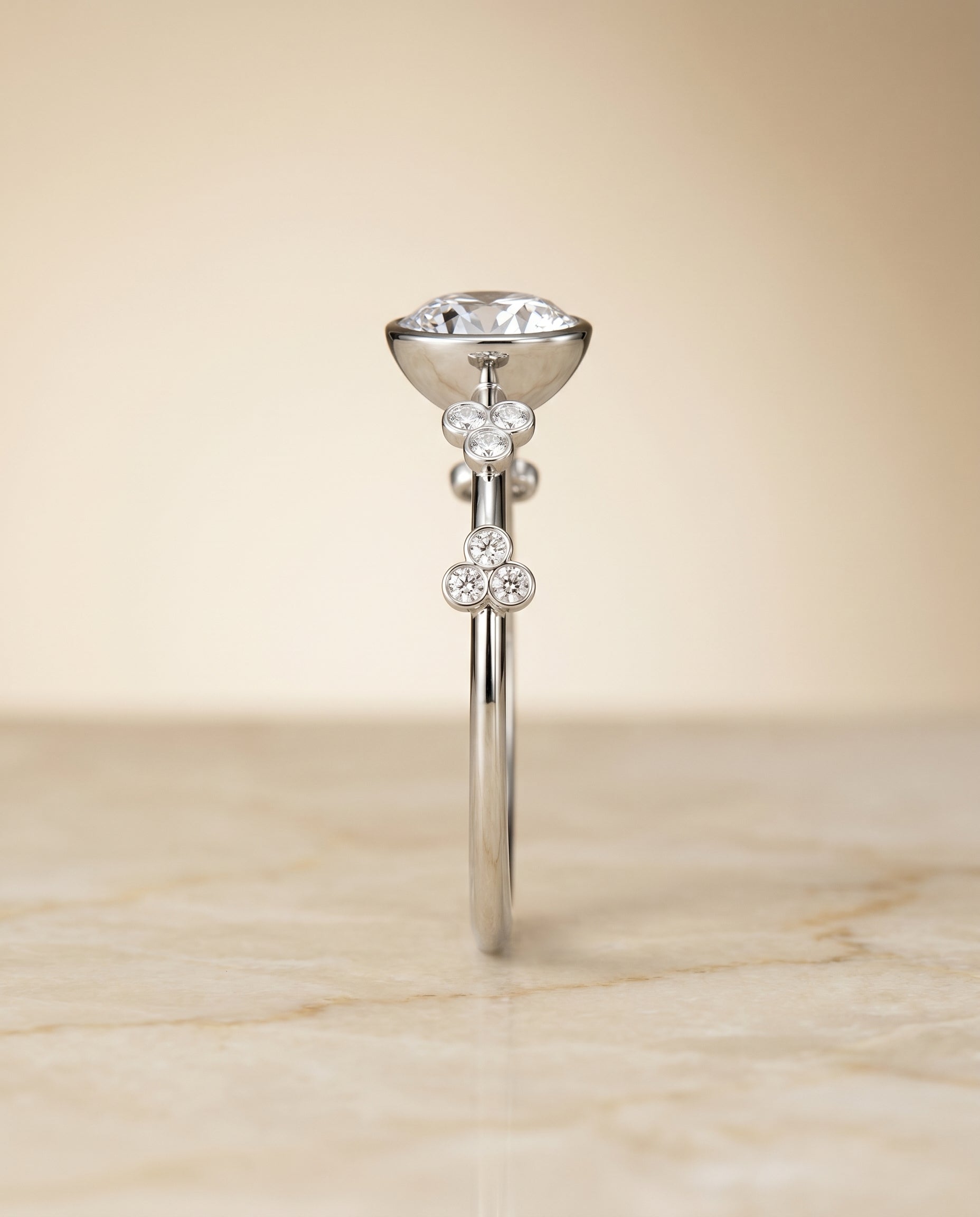 The Miley setting for round diamonds, made to order in 18K White Gold | RockHer