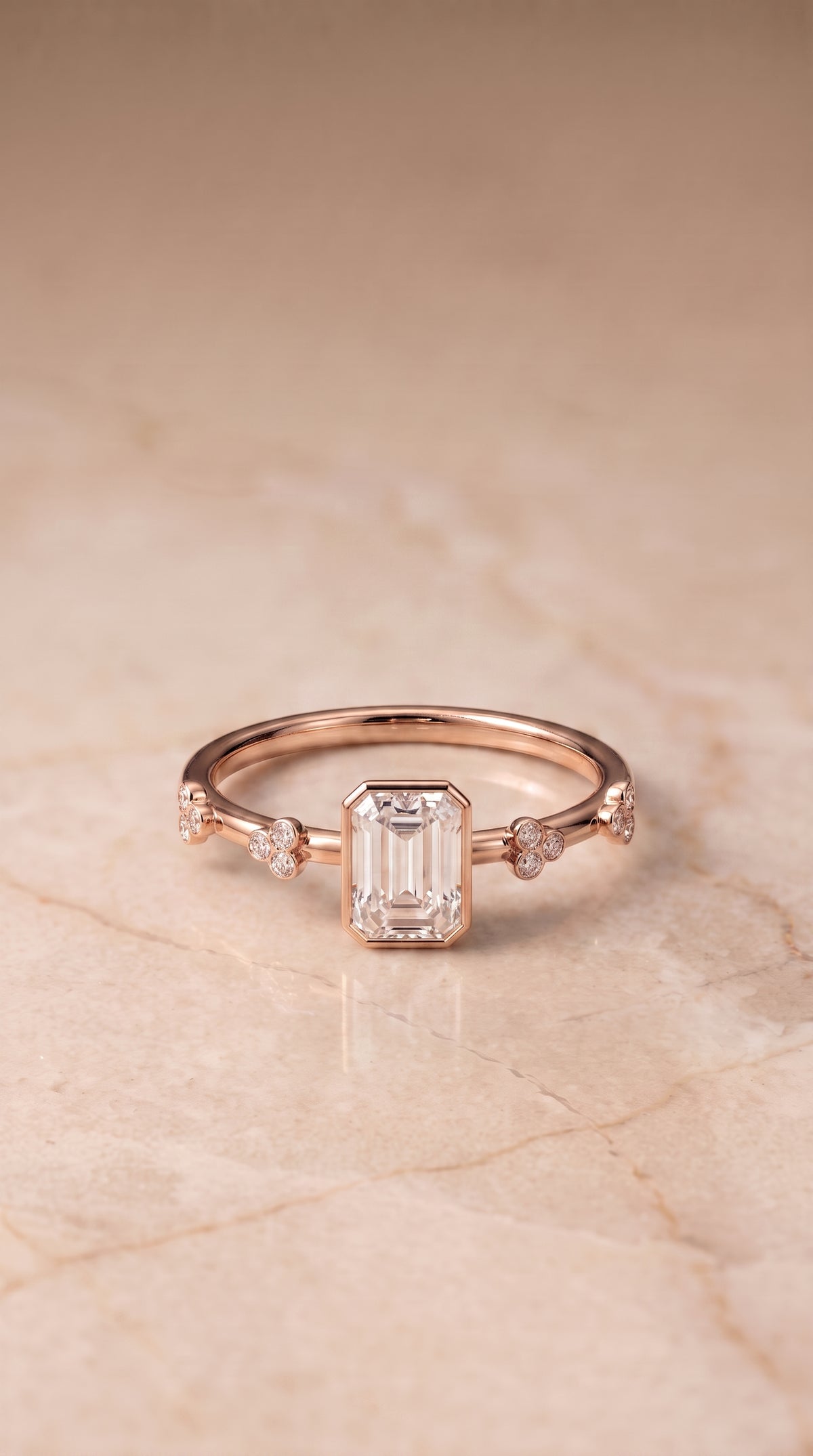 The Miley emerald engagement ring setting in 14K Rose Gold | RockHer