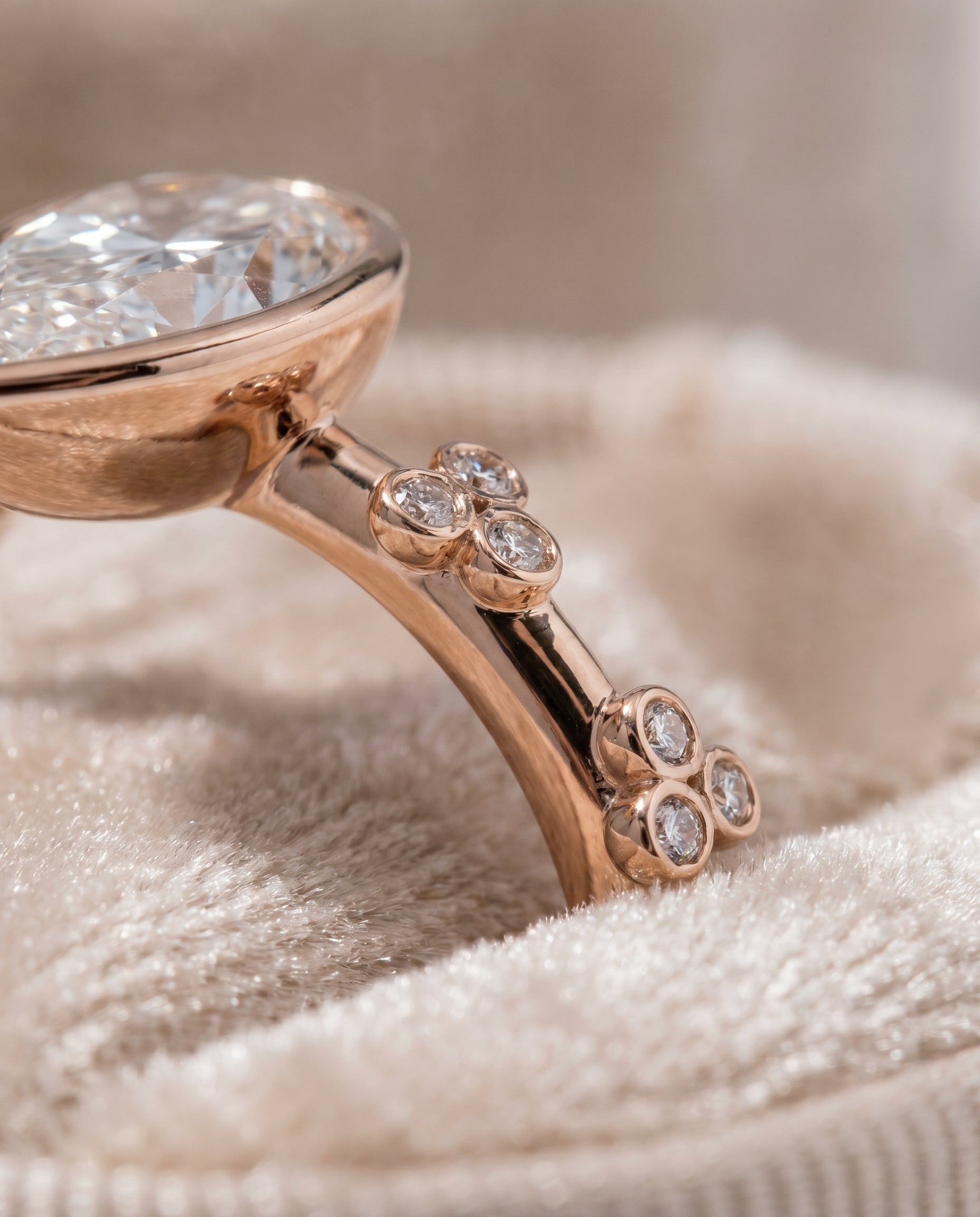 14K Rose Gold band of The Miley princess engagement ring setting | RockHer