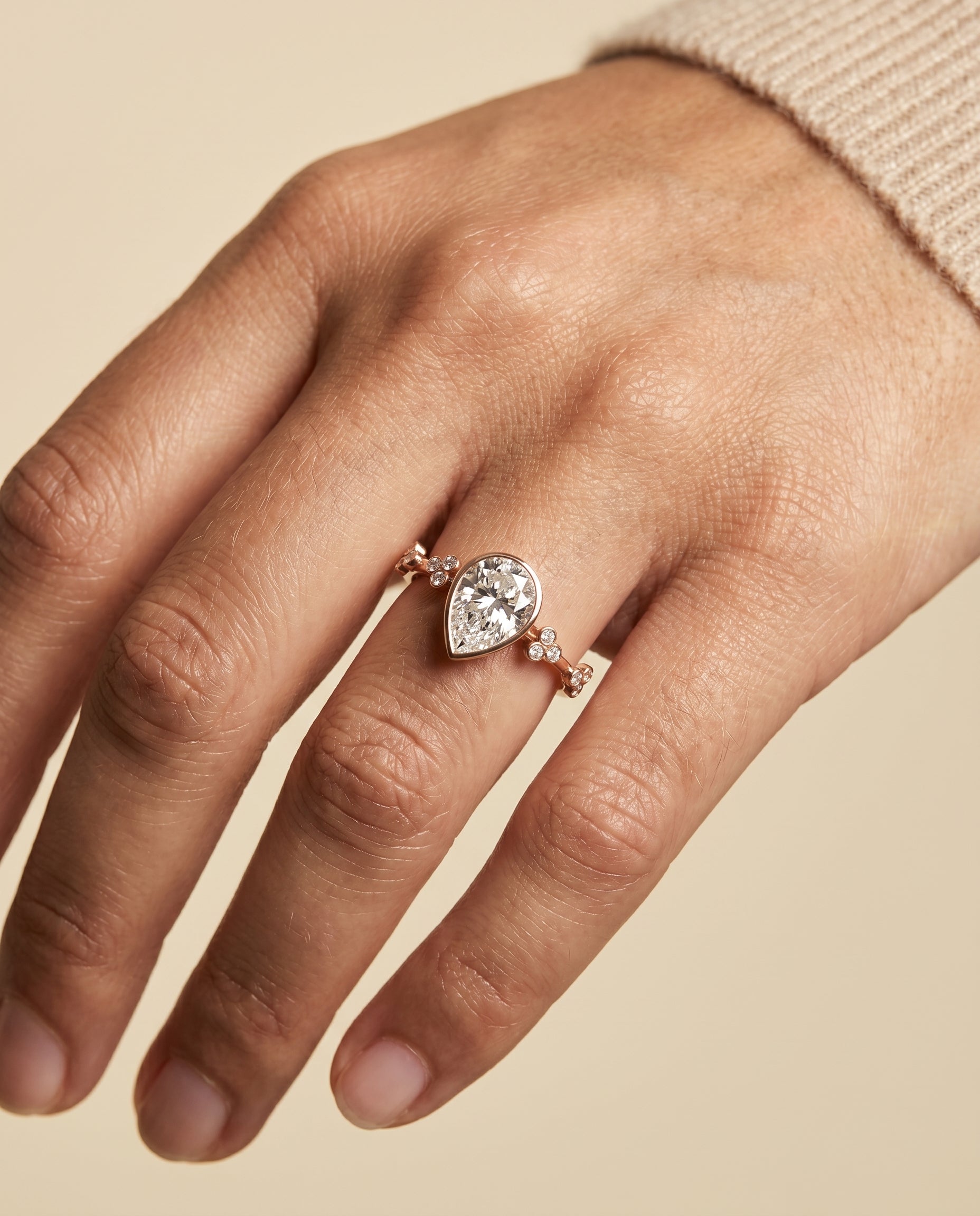 The Miley engagement ring setting in 14K Rose Gold, hidden halo for diamonds in fr80315hivs pr100 design | RockHer