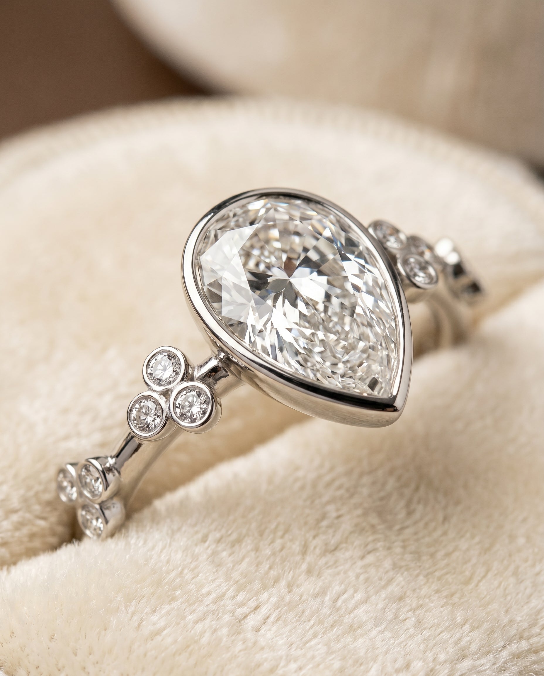 Platinum band of The Miley princess engagement ring setting | RockHer