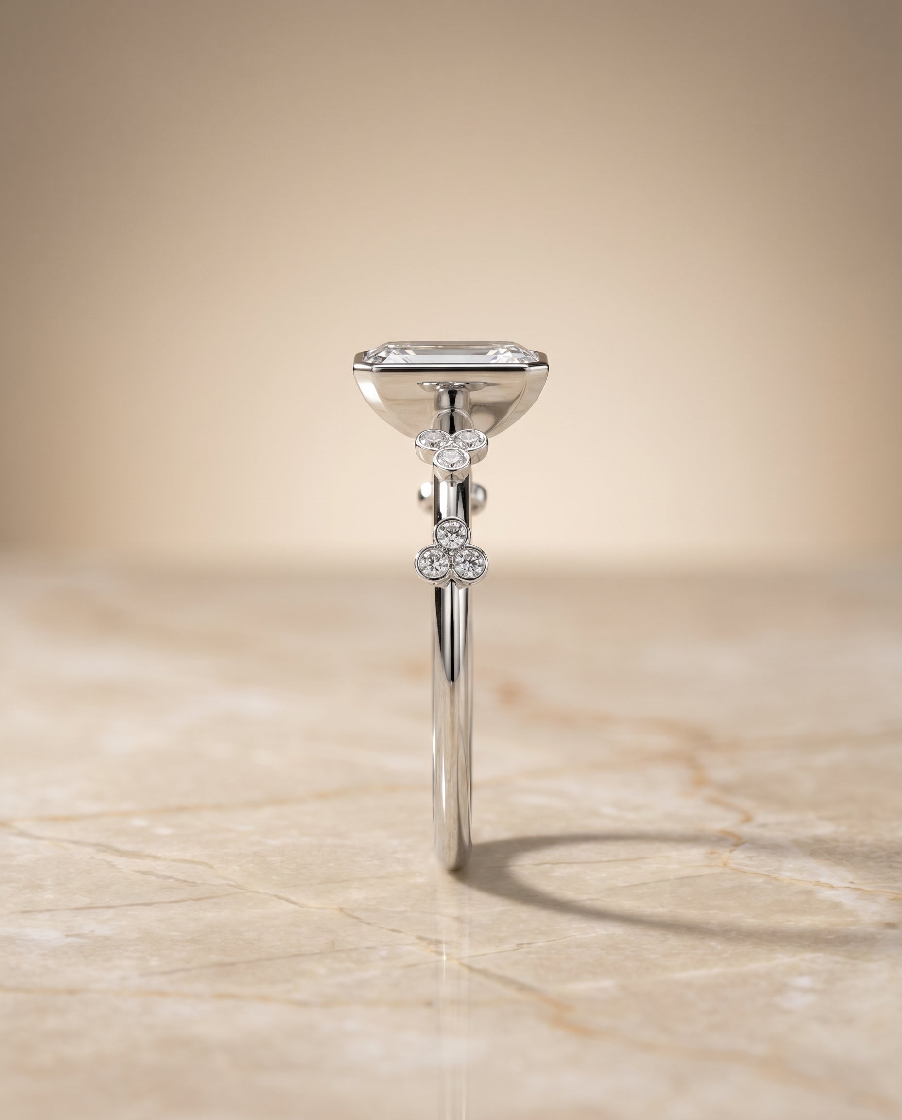 The Miley setting for radiant diamonds, made to order in Platinum | RockHer