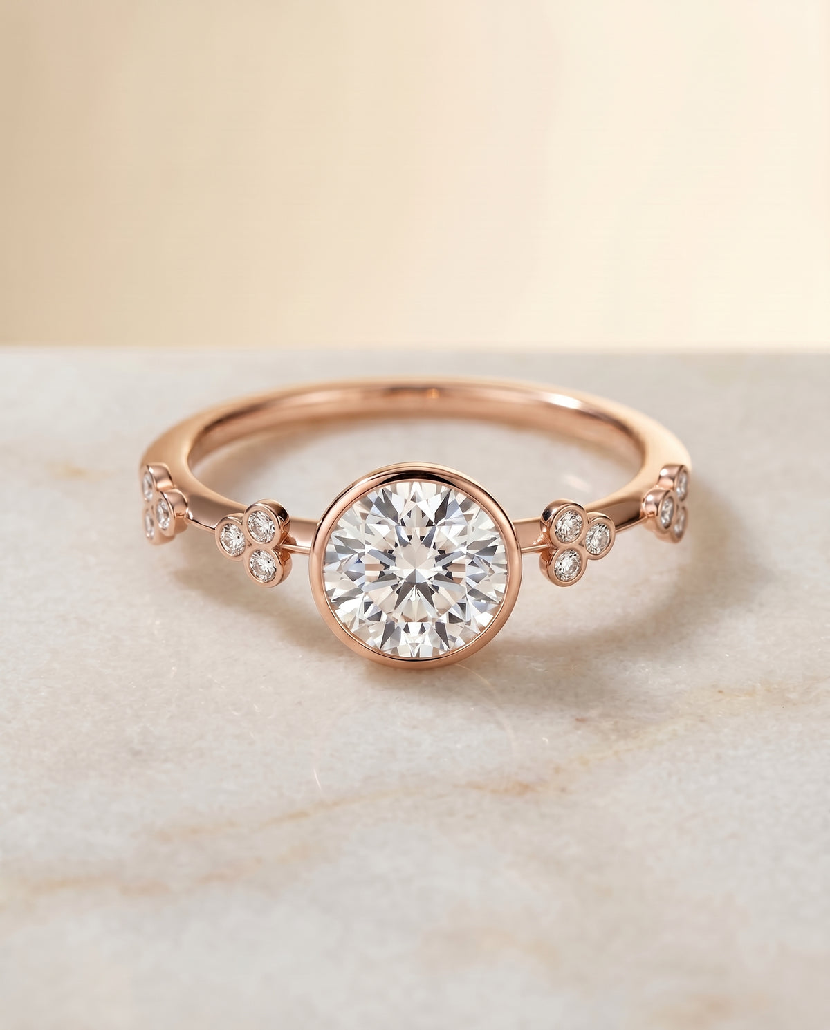 The Miley round engagement ring setting in 14K Rose Gold | RockHer