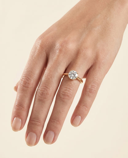 The Natalia Antique Scroll Gallery East West Solitaire Round Engagement Ring Setting in 18K Yellow Gold