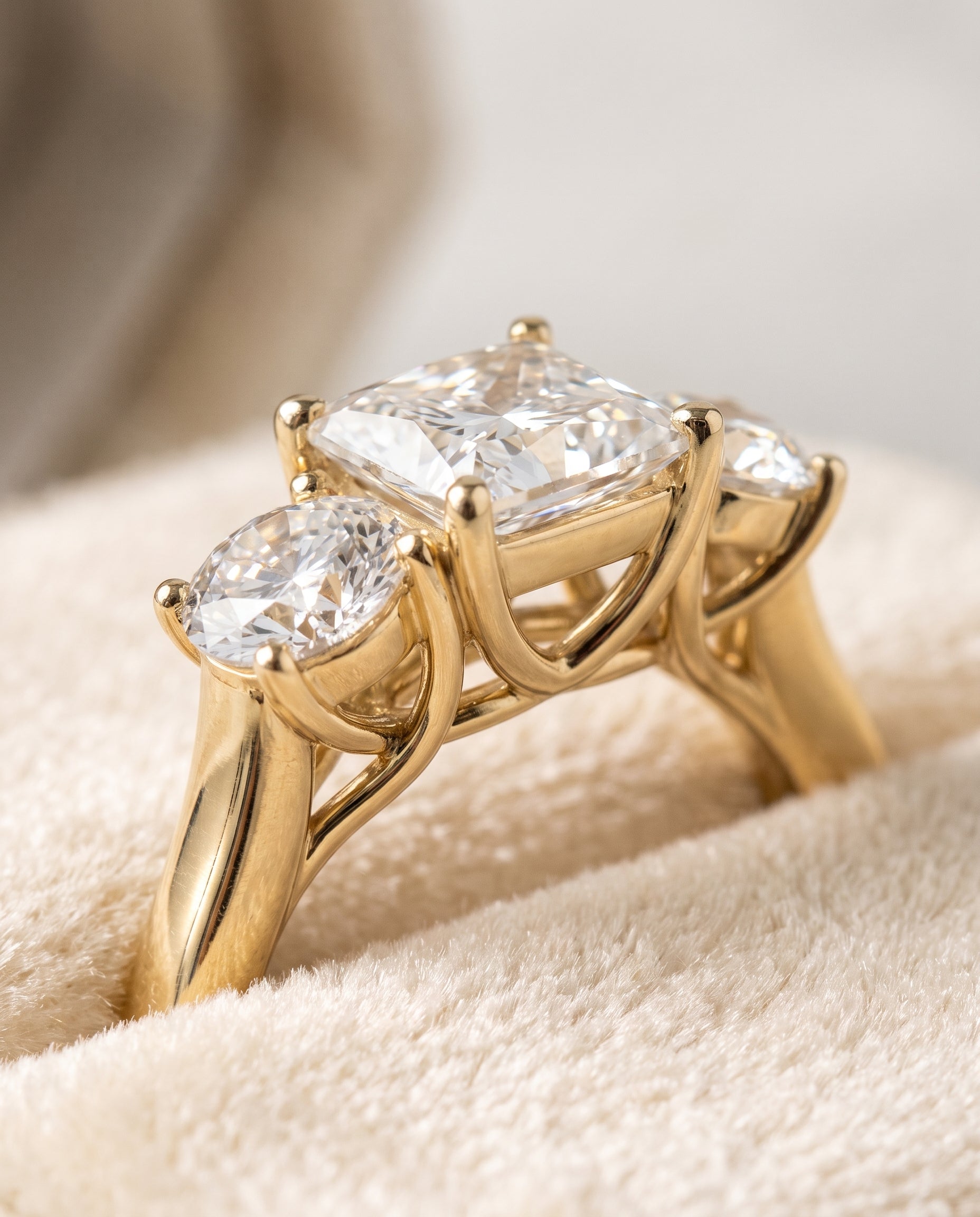 18K Yellow Gold band of The Natalie princess engagement ring setting | RockHer