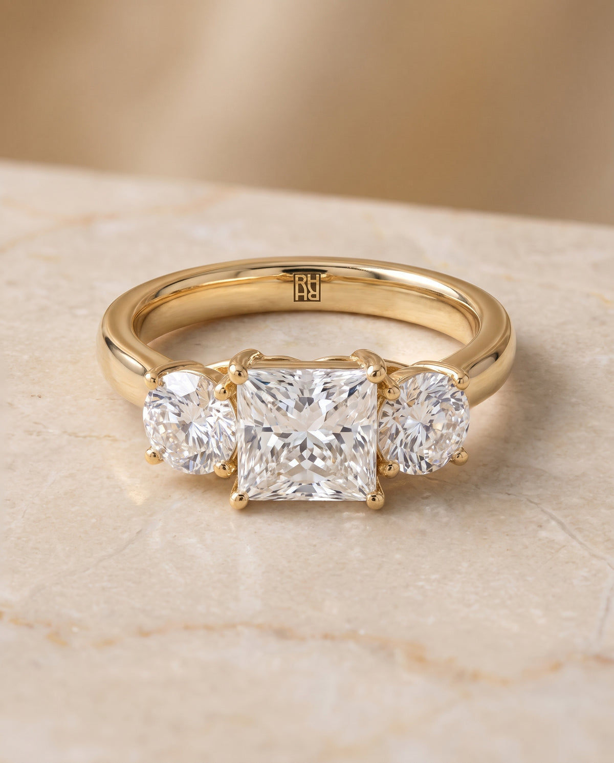 The Natalie princess engagement ring setting in 18K Yellow Gold | RockHer