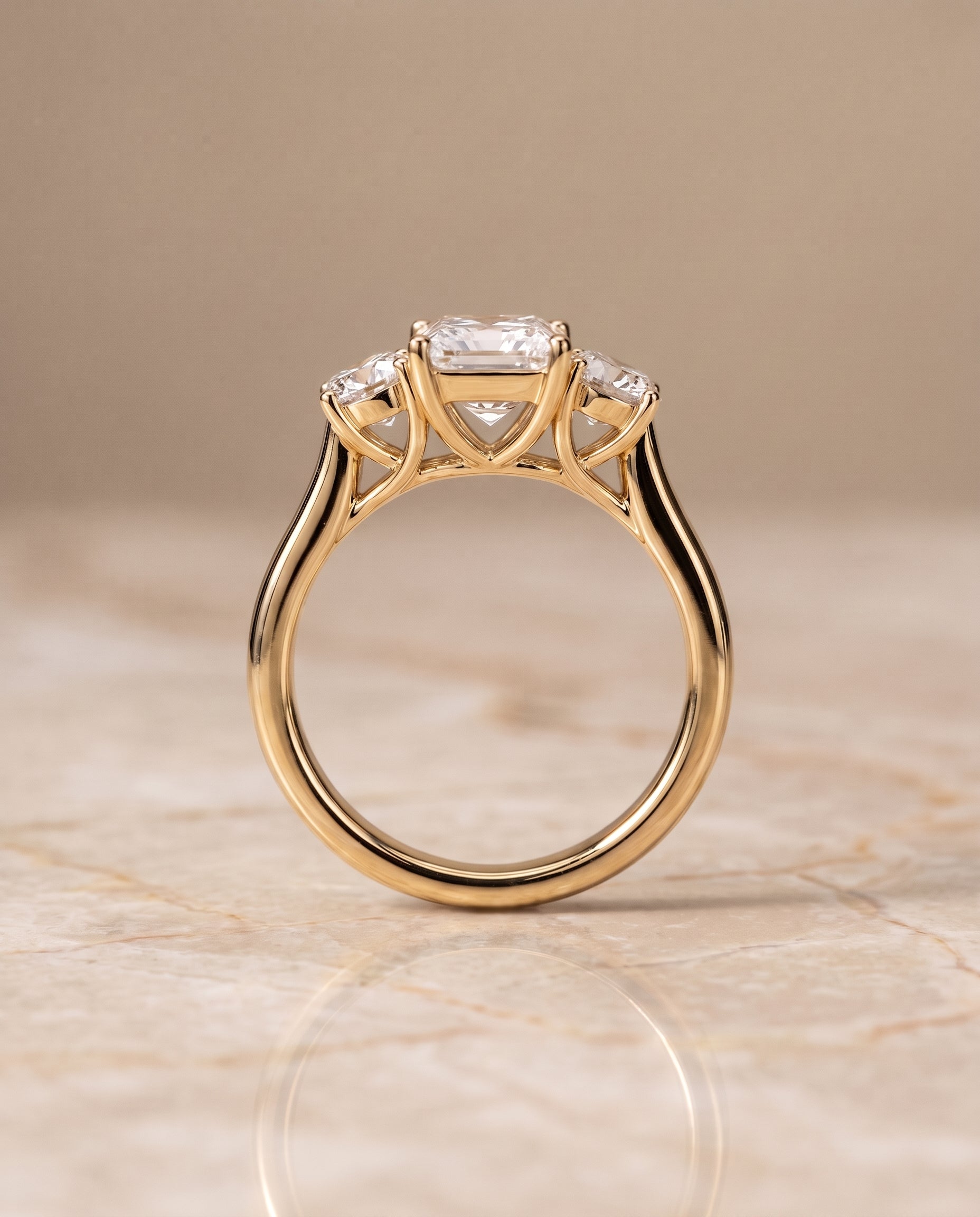 The Natalie setting for princess diamonds, made to order in 18K Yellow Gold | RockHer