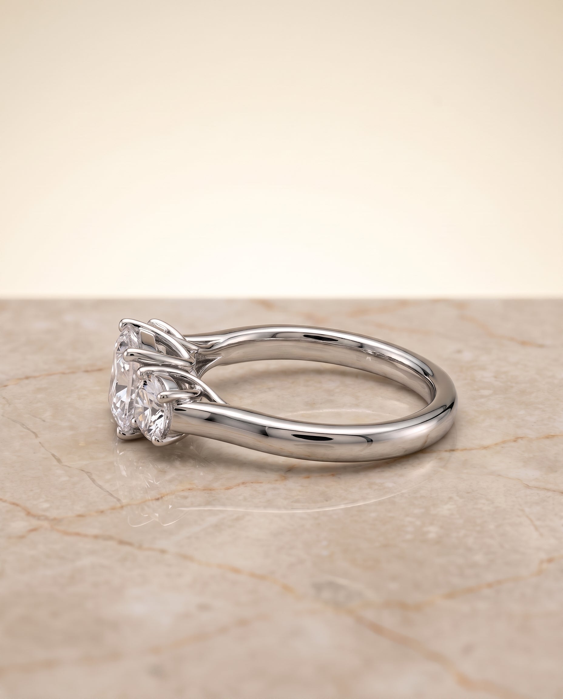 The Natalie Classic Three Stone Princess Cut Engagement Ring Setting in Platinum