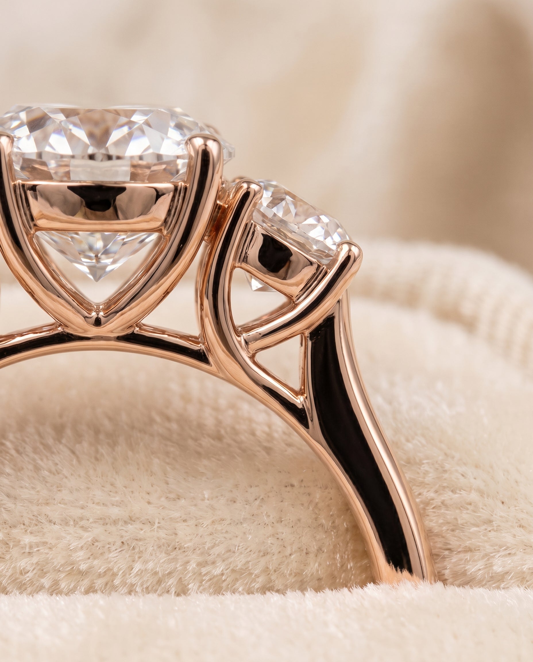 14K Rose Gold band of The Natalie round engagement ring setting | RockHer