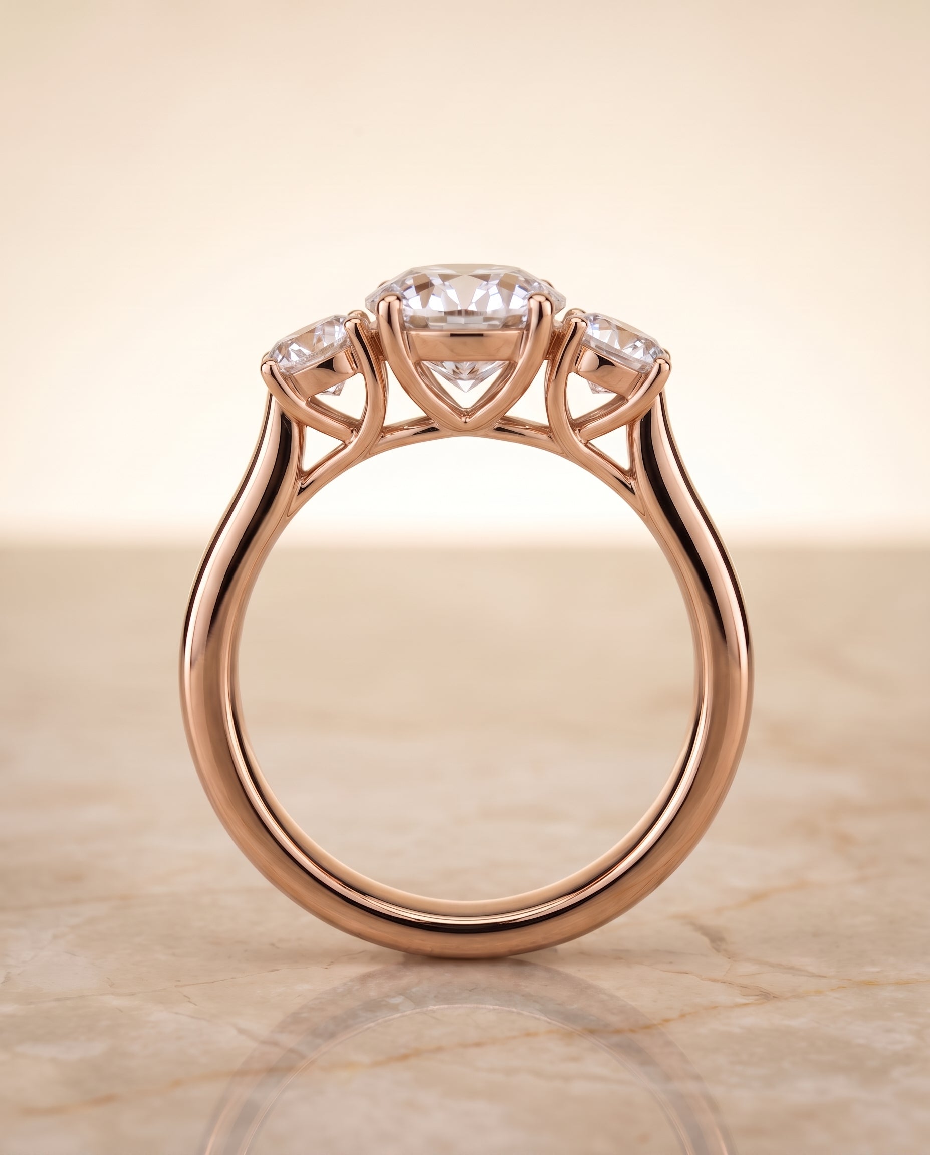 The Natalie setting for round diamonds, made to order in 14K Rose Gold | RockHer
