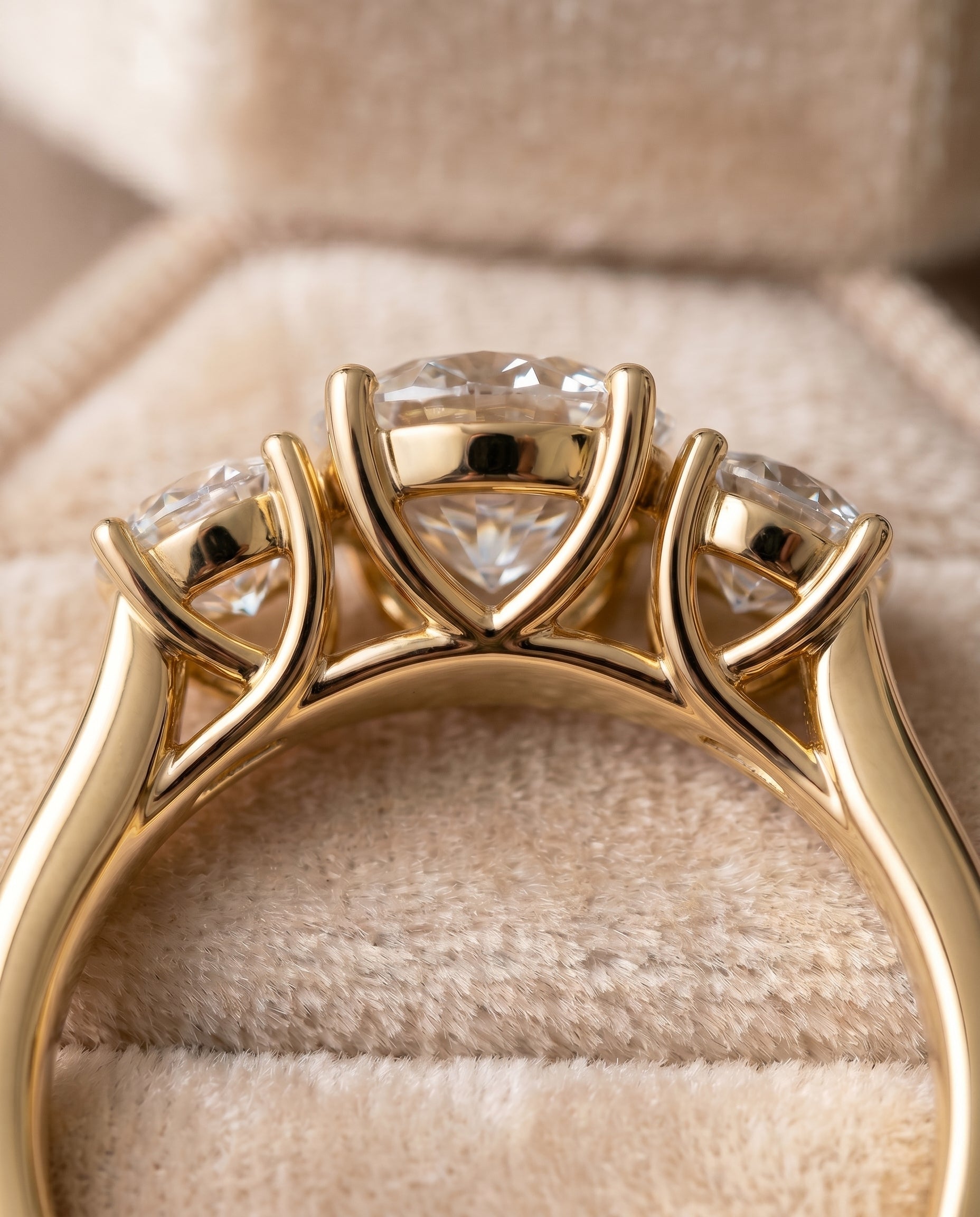 18K Yellow Gold band of The Natalie round engagement ring setting | RockHer