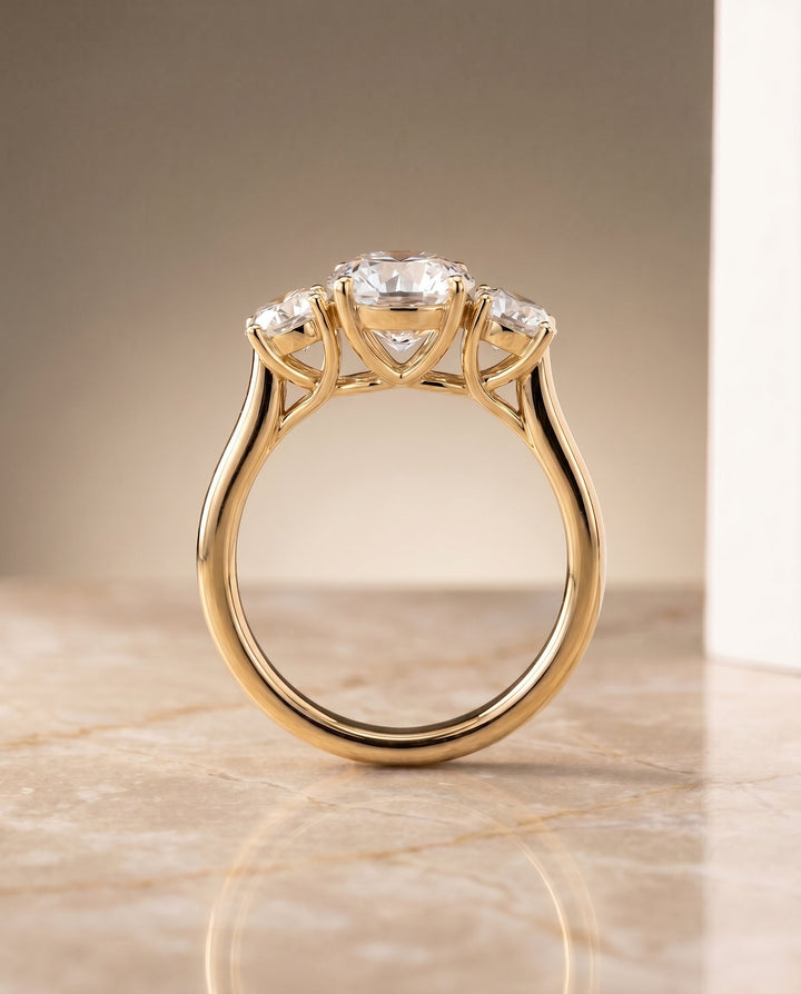 The Natalie Select Three Stone Engagement Ring with Lab Diamond in 18K Yellow Gold - view 5