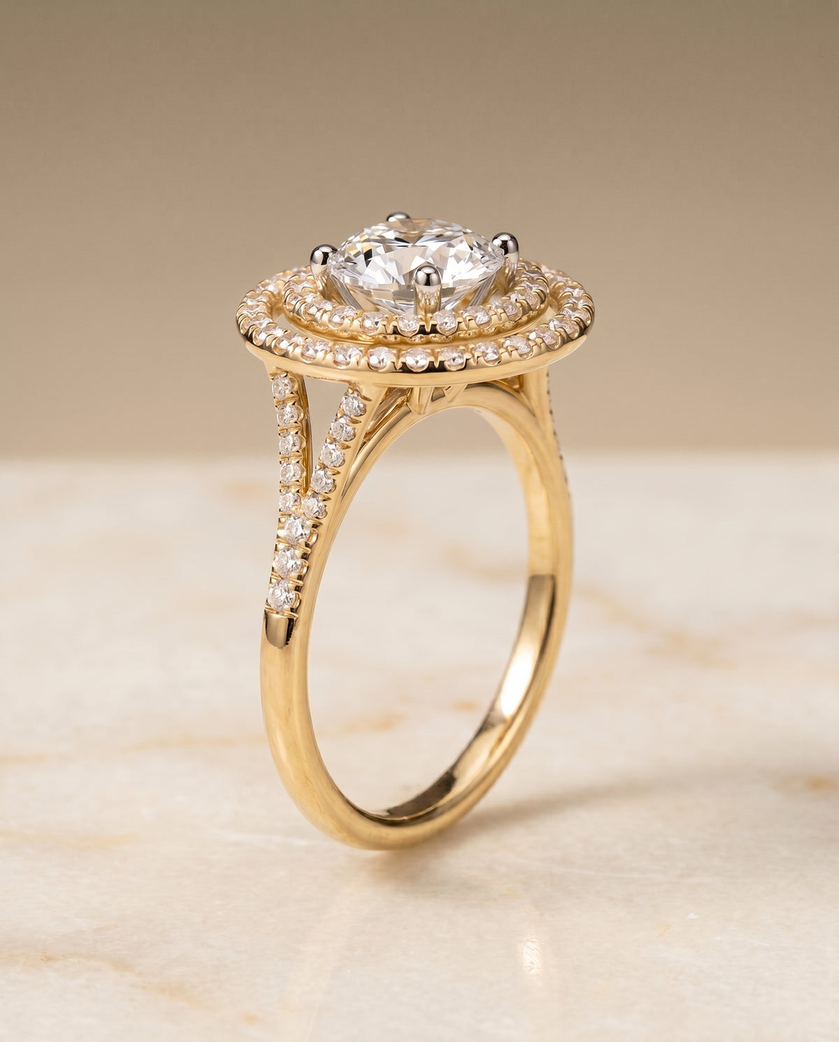 The Nedda round engagement ring setting in 18K Yellow Gold | RockHer