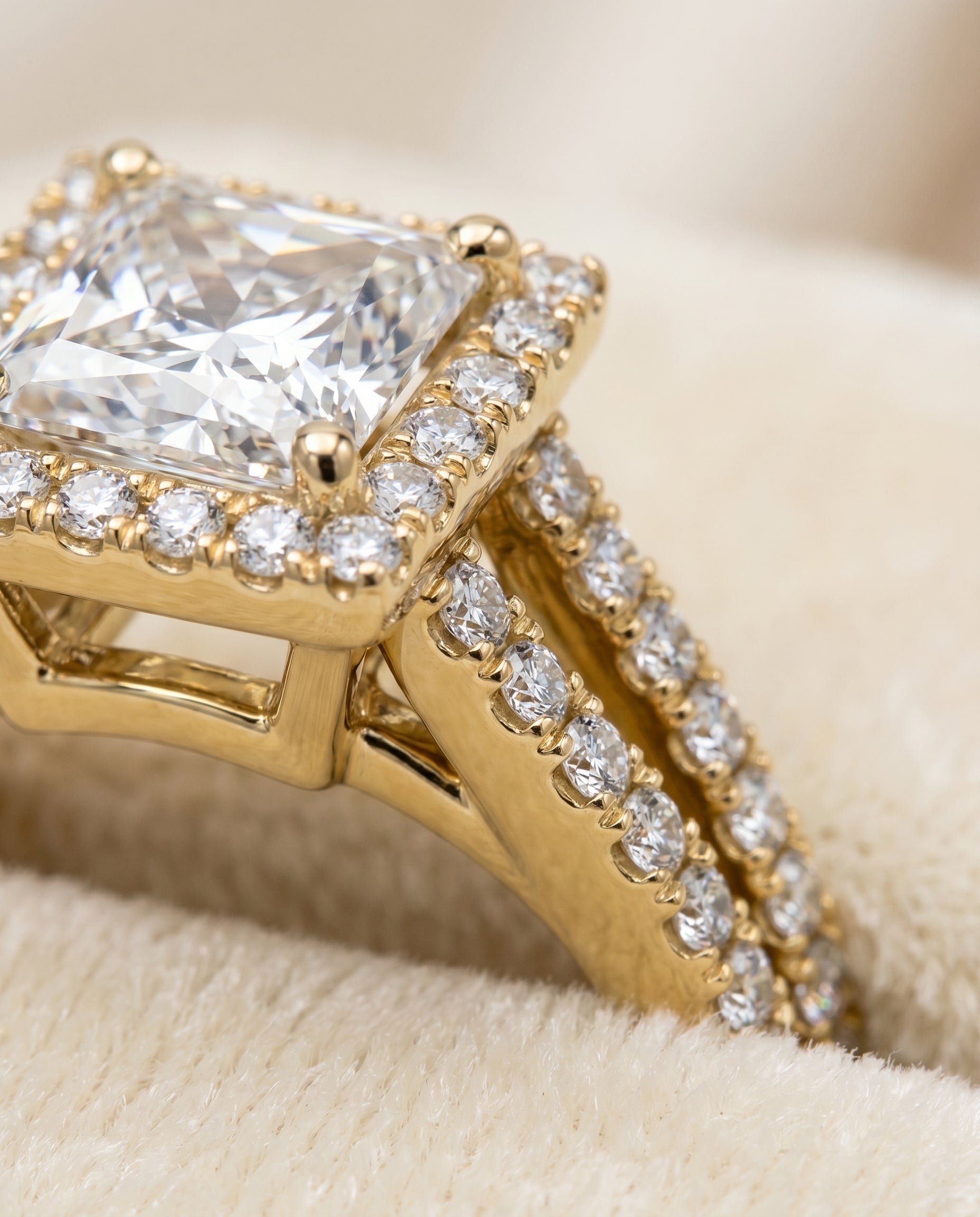 18K Yellow Gold band of The Nicki princess engagement ring setting | RockHer