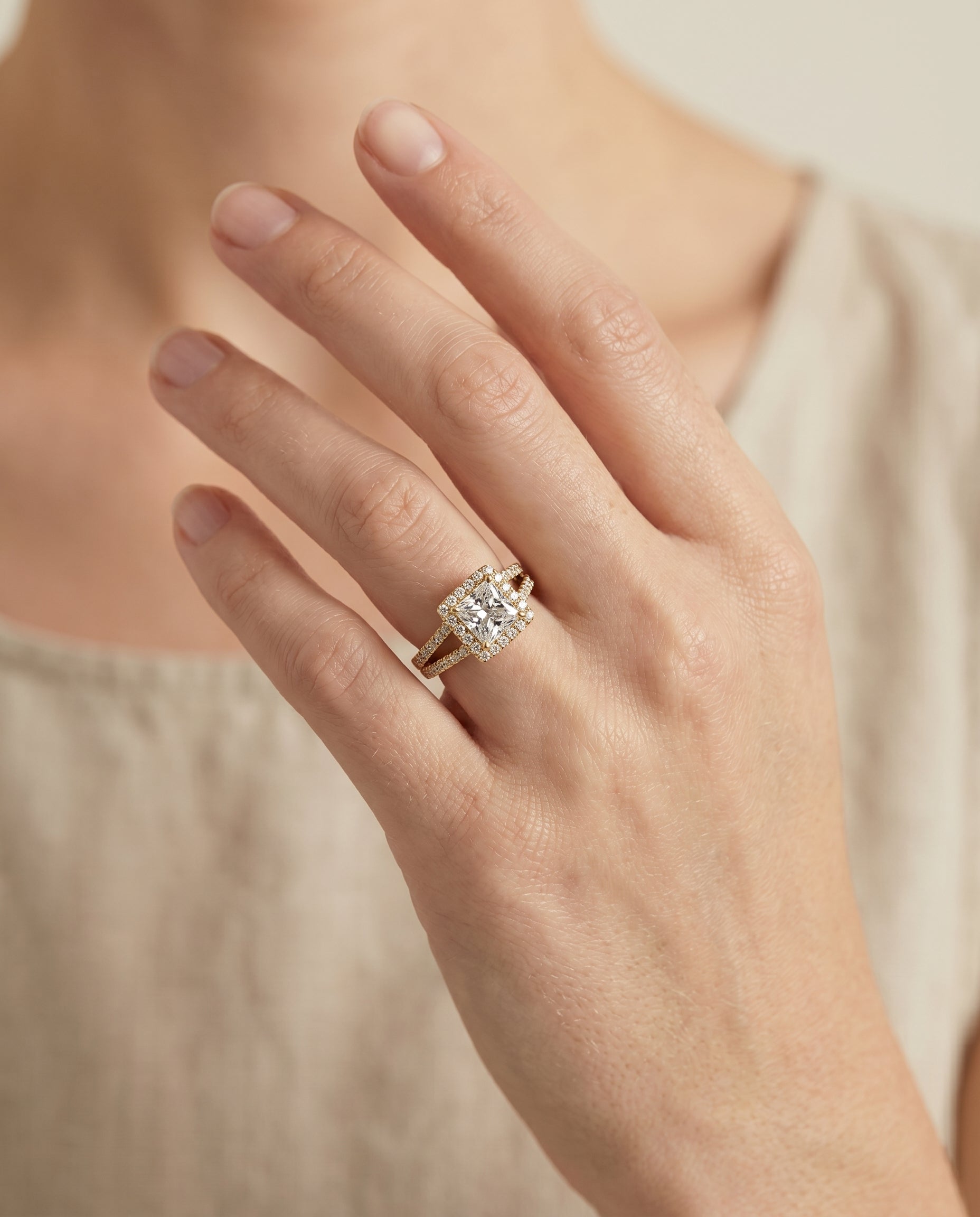 The Nicki setting for princess diamonds, made to order in 18K Yellow Gold | RockHer