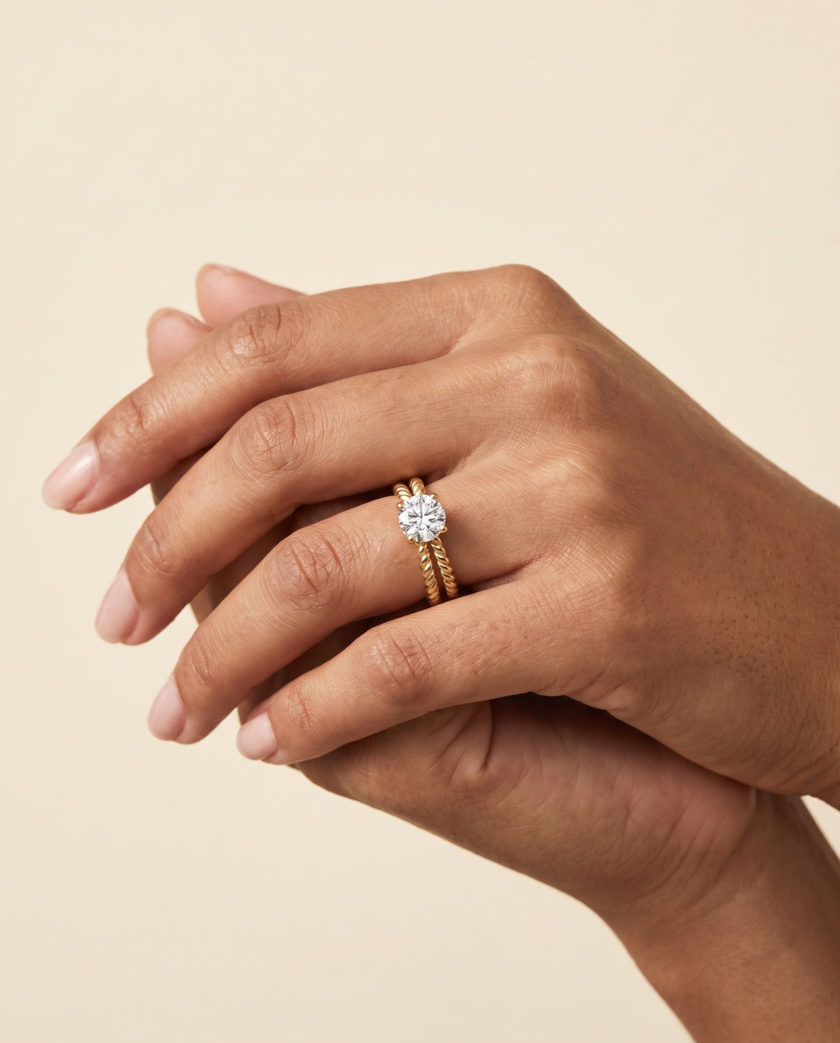 The Nona Twisted Rope Solitaire Round Engagement Ring Setting in 18K Yellow Gold