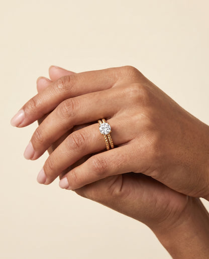 The Nona Twisted Rope Solitaire Round Engagement Ring Setting in 18K Yellow Gold