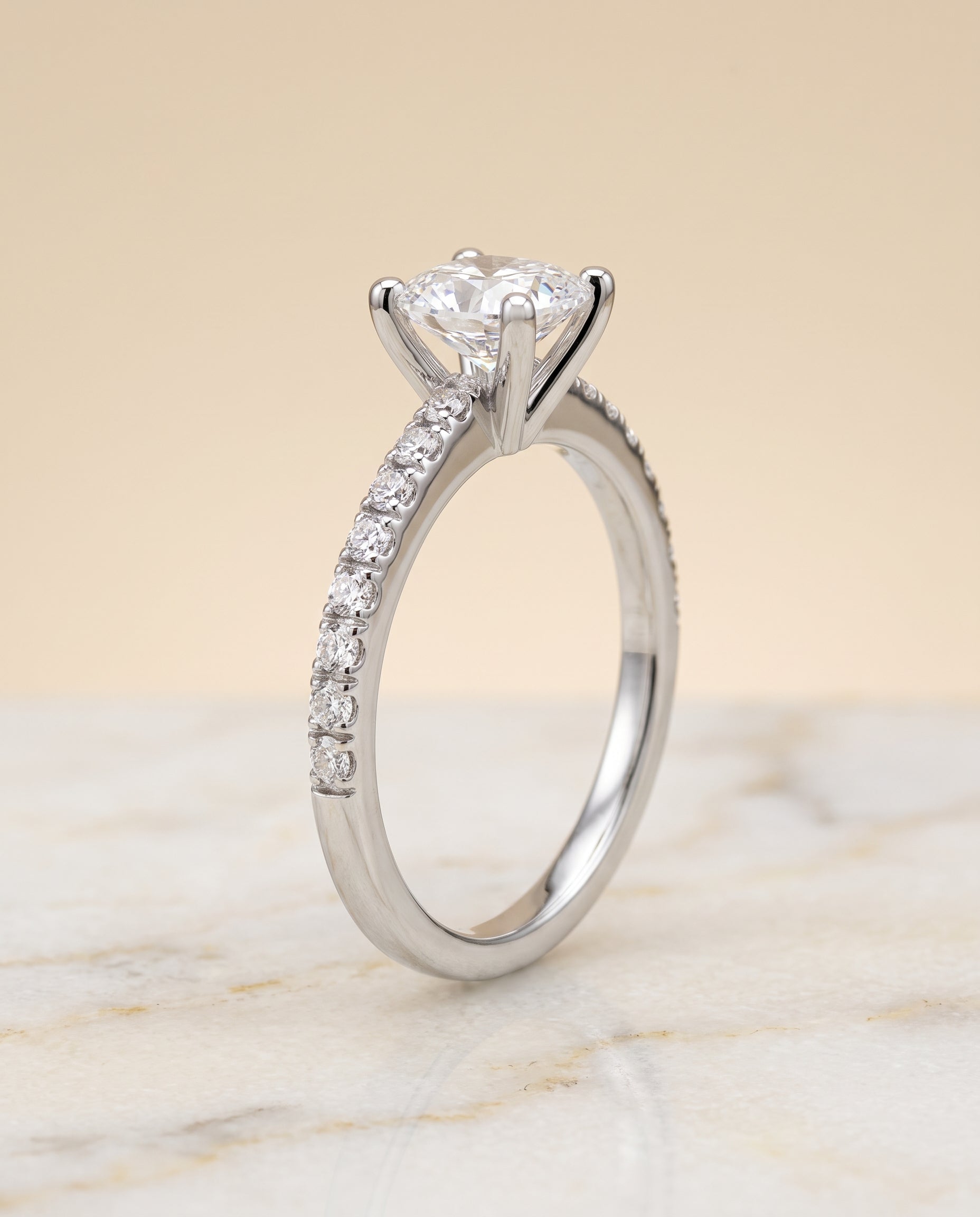 The Norah setting for cushion diamonds, made to order in Platinum | RockHer