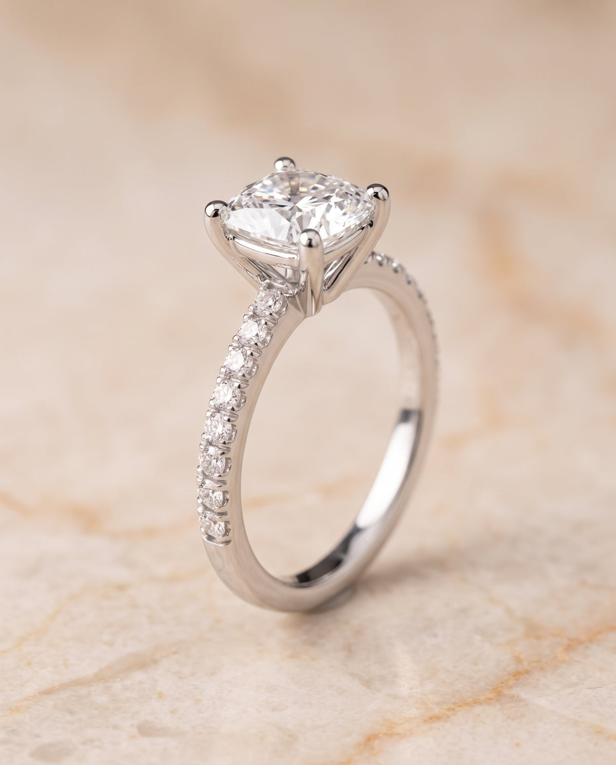 The Norah cushion engagement ring setting in Platinum | RockHer