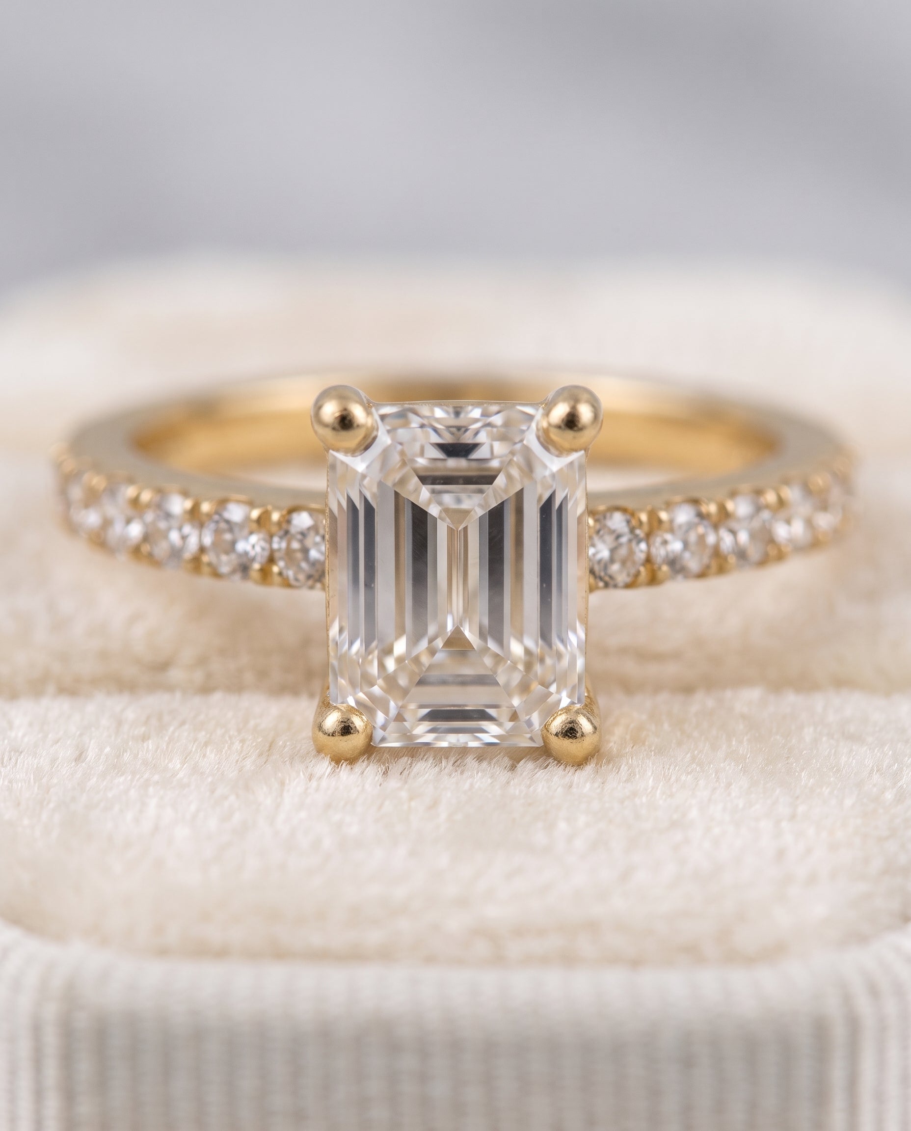 18K Yellow Gold band of The Norah emerald engagement ring setting | RockHer