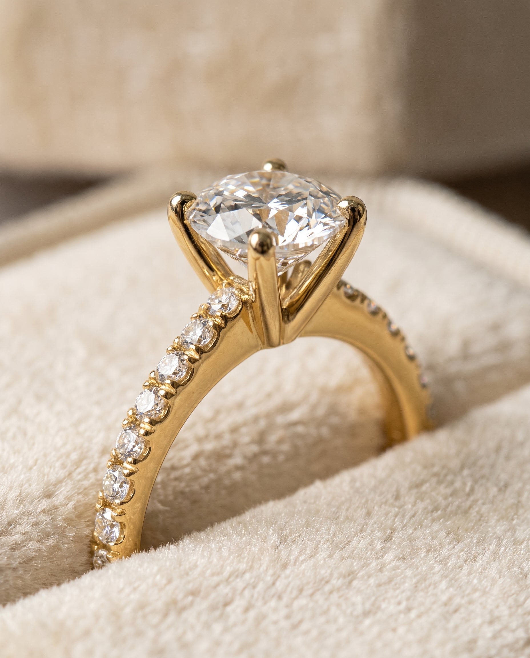 18K Yellow Gold band of The Norah round engagement ring setting | RockHer