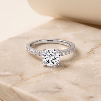 The Norah Classic Linear French Pavé Round Engagement Ring Setting in Platinum