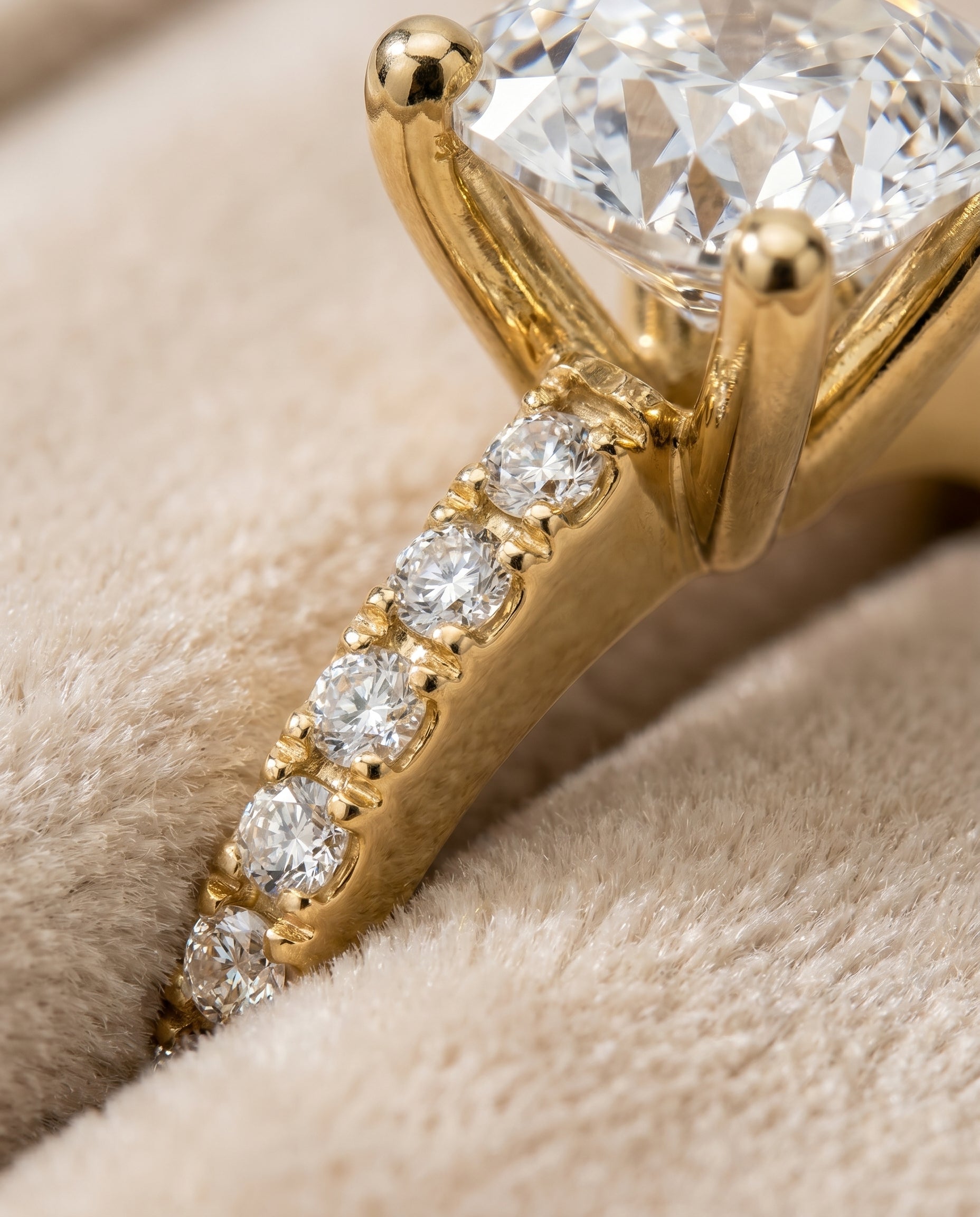 18K Yellow Gold band of The Norah cushion engagement ring setting | RockHer