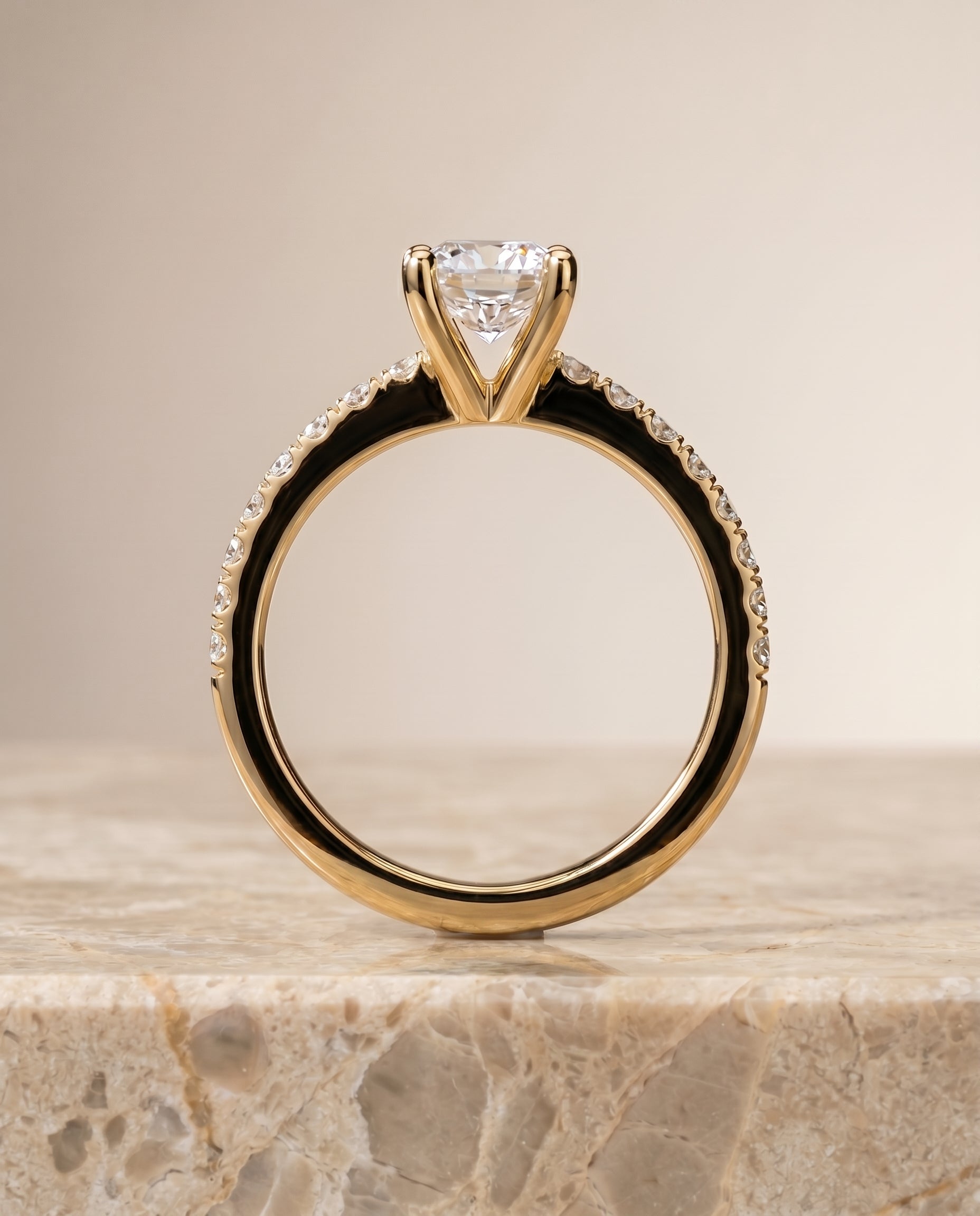 The Norah setting for cushion diamonds, made to order in 18K Yellow Gold | RockHer