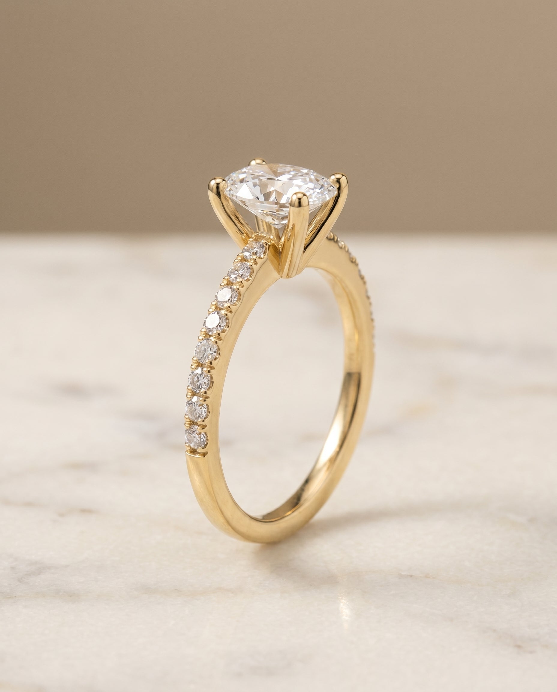 Classic Linear French Pavé styling on The Norah oval engagement ring setting | RockHer