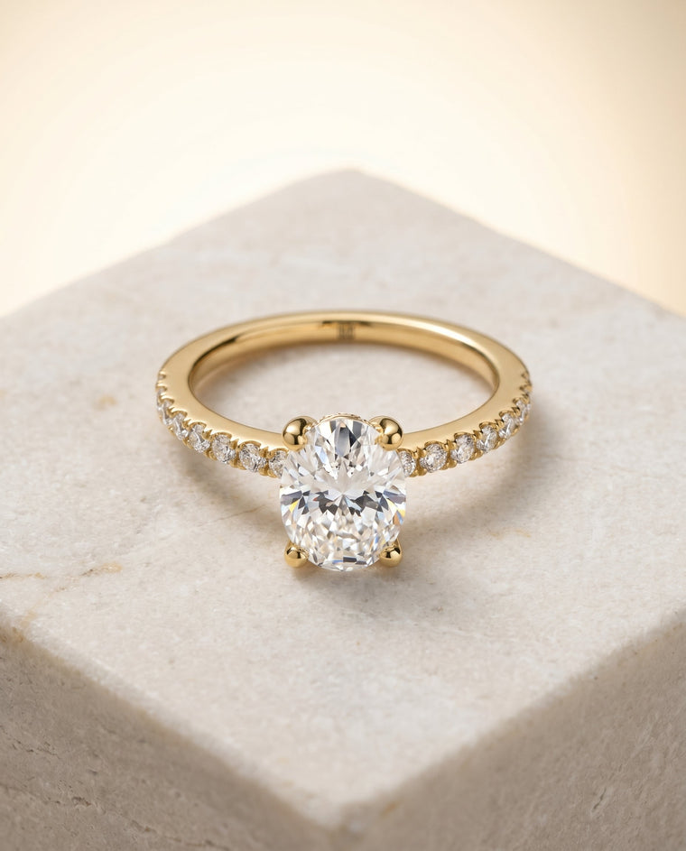 The Norah Select Pavé Oval Lab Diamond Engagement Ring in 18K Yellow Gold