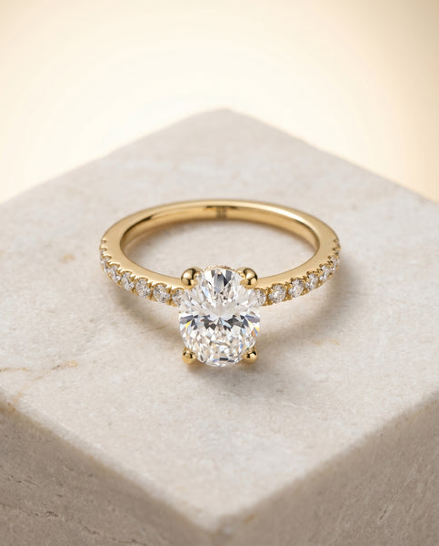 Norah Pavé Oval 18K Yellow Gold Engagement Ring | RockHer