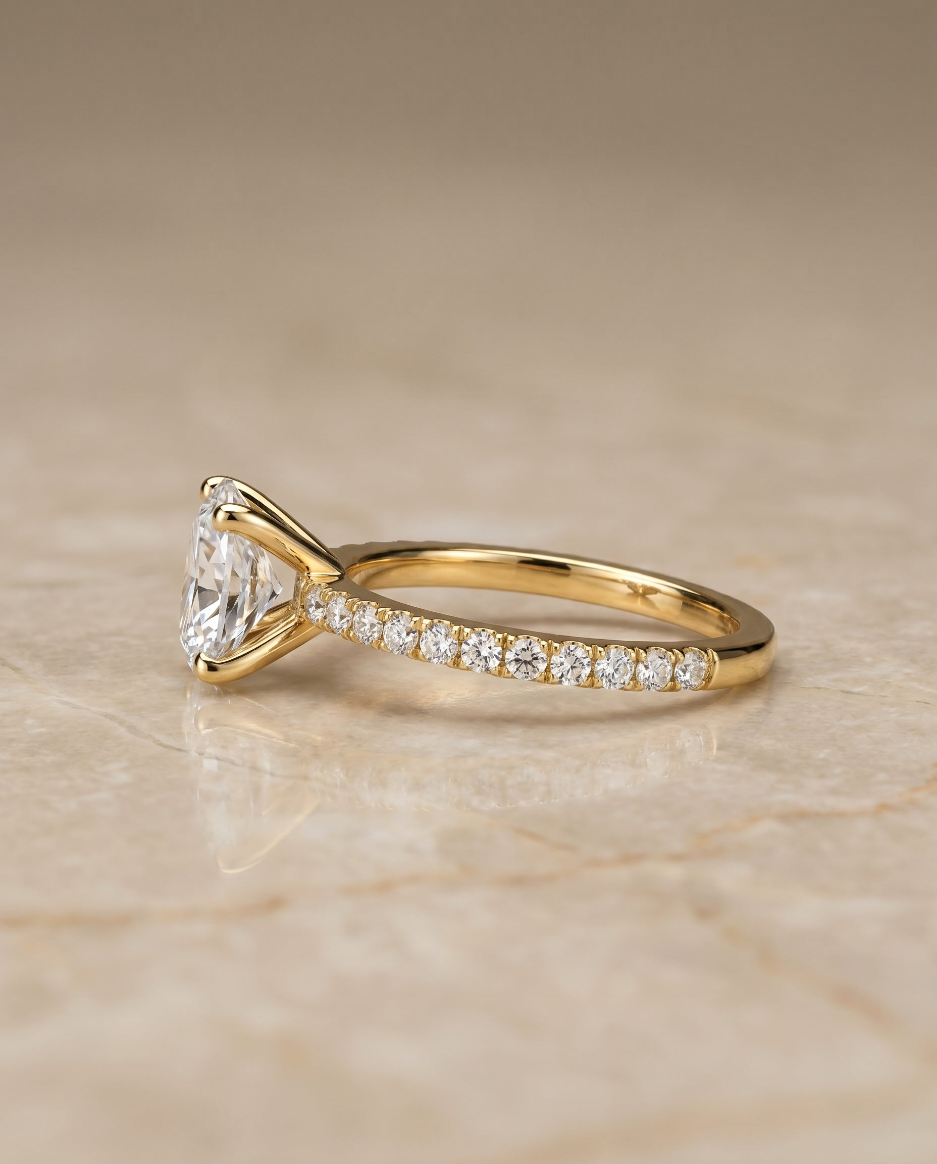 The Norah setting for oval diamonds, made to order in 18K Yellow Gold | RockHer