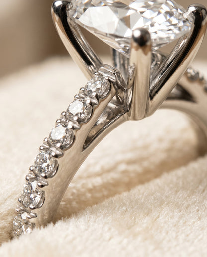 Norah Select Pavé Oval Lab Diamond Engagement Ring in 18K White Gold, detail view | RockHer