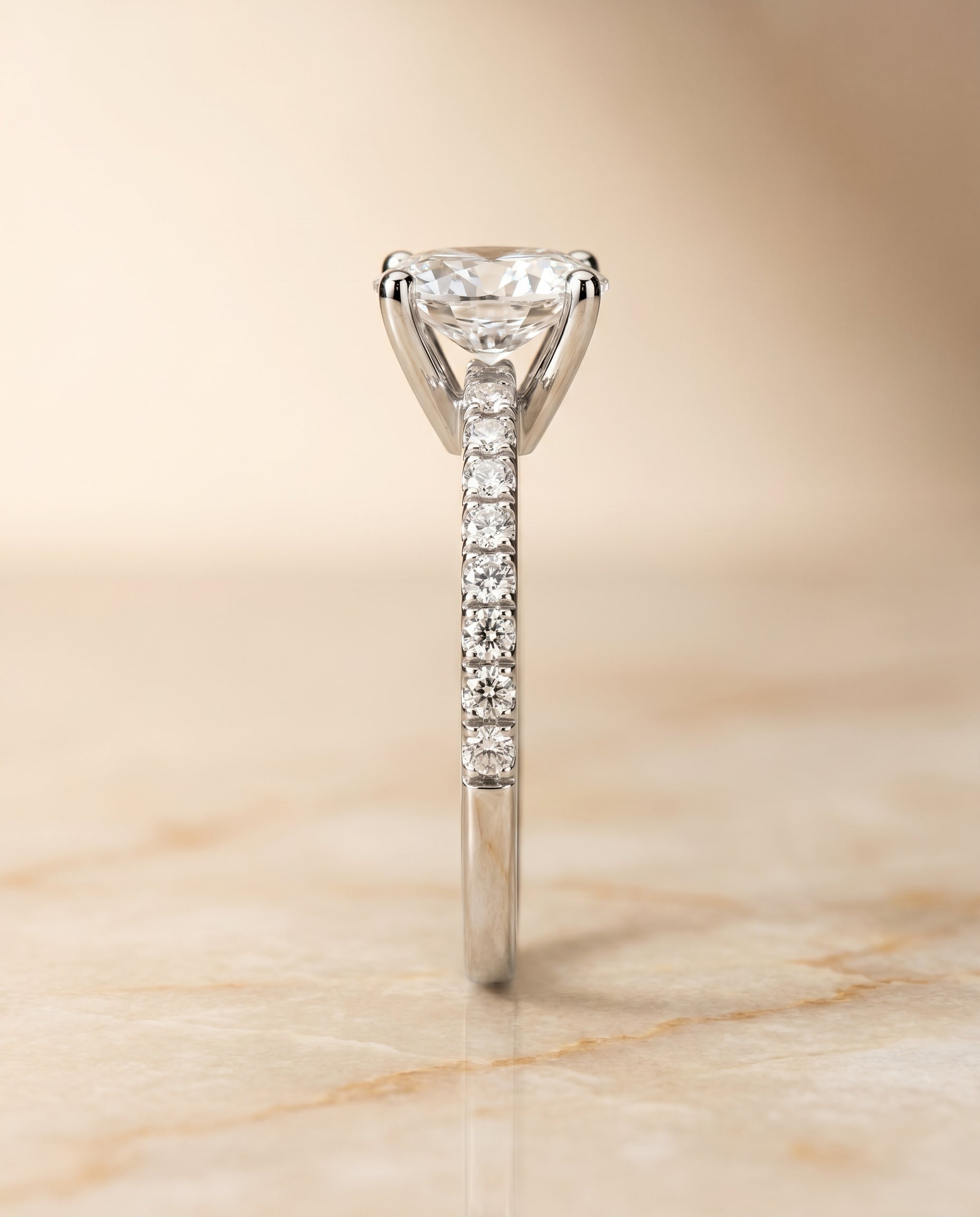 The Norah setting for oval diamonds, made to order in Platinum | RockHer