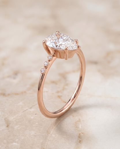 The Peggy Bezel Accent Solitaire Princess Cut Engagement Ring Setting in 14K Rose Gold