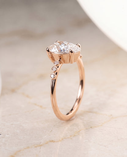 The Peggy Bezel Accent Solitaire Princess Cut Engagement Ring Setting in 14K Rose Gold