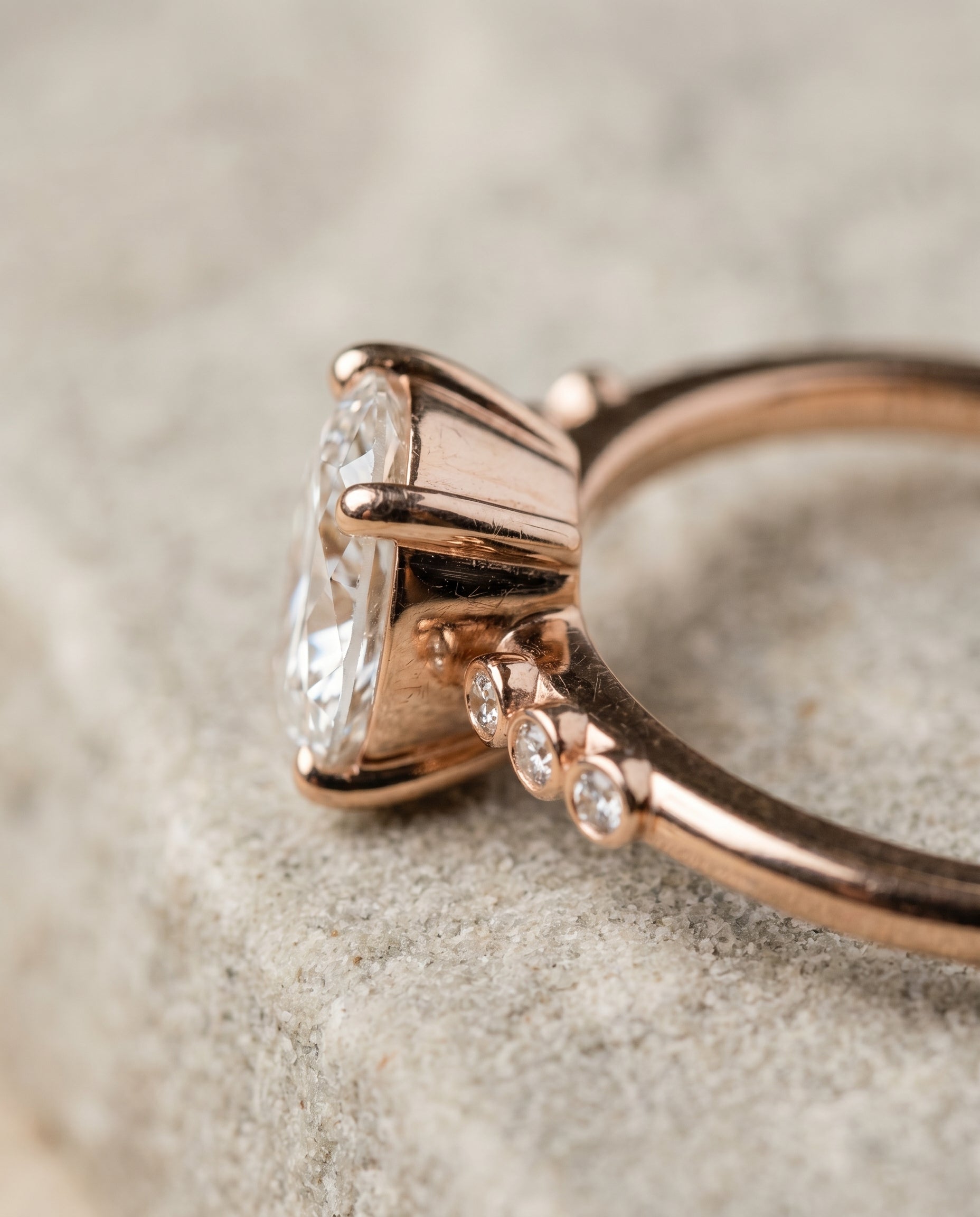 14K Rose Gold band of The Peggy oval engagement ring setting | RockHer