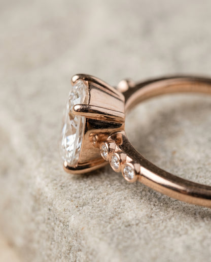 The Peggy Bezel Accent Solitaire Oval Engagement Ring Setting in 14K Rose Gold
