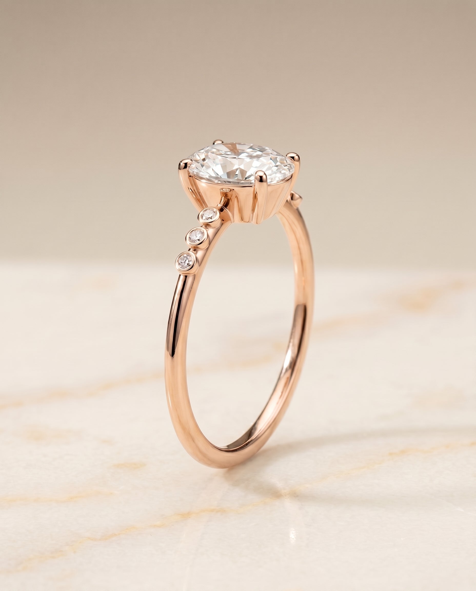 Bezel Accent Solitaire styling on The Peggy oval engagement ring setting | RockHer