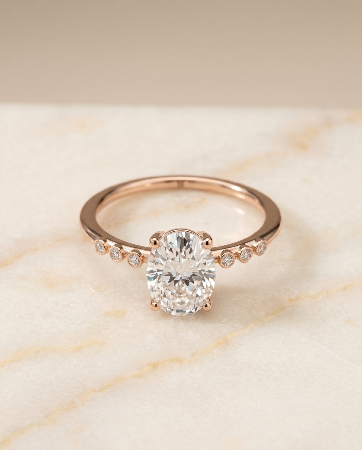 The Peggy oval engagement ring setting in 14K Rose Gold | RockHer