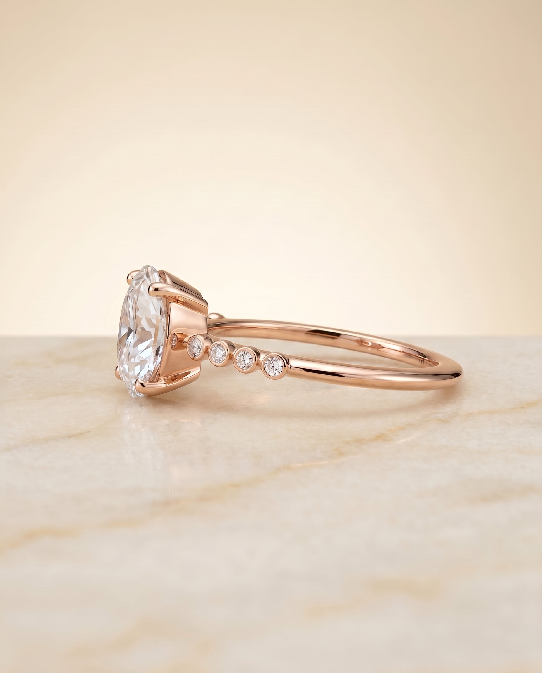 The Peggy setting for oval diamonds, made to order in 14K Rose Gold | RockHer