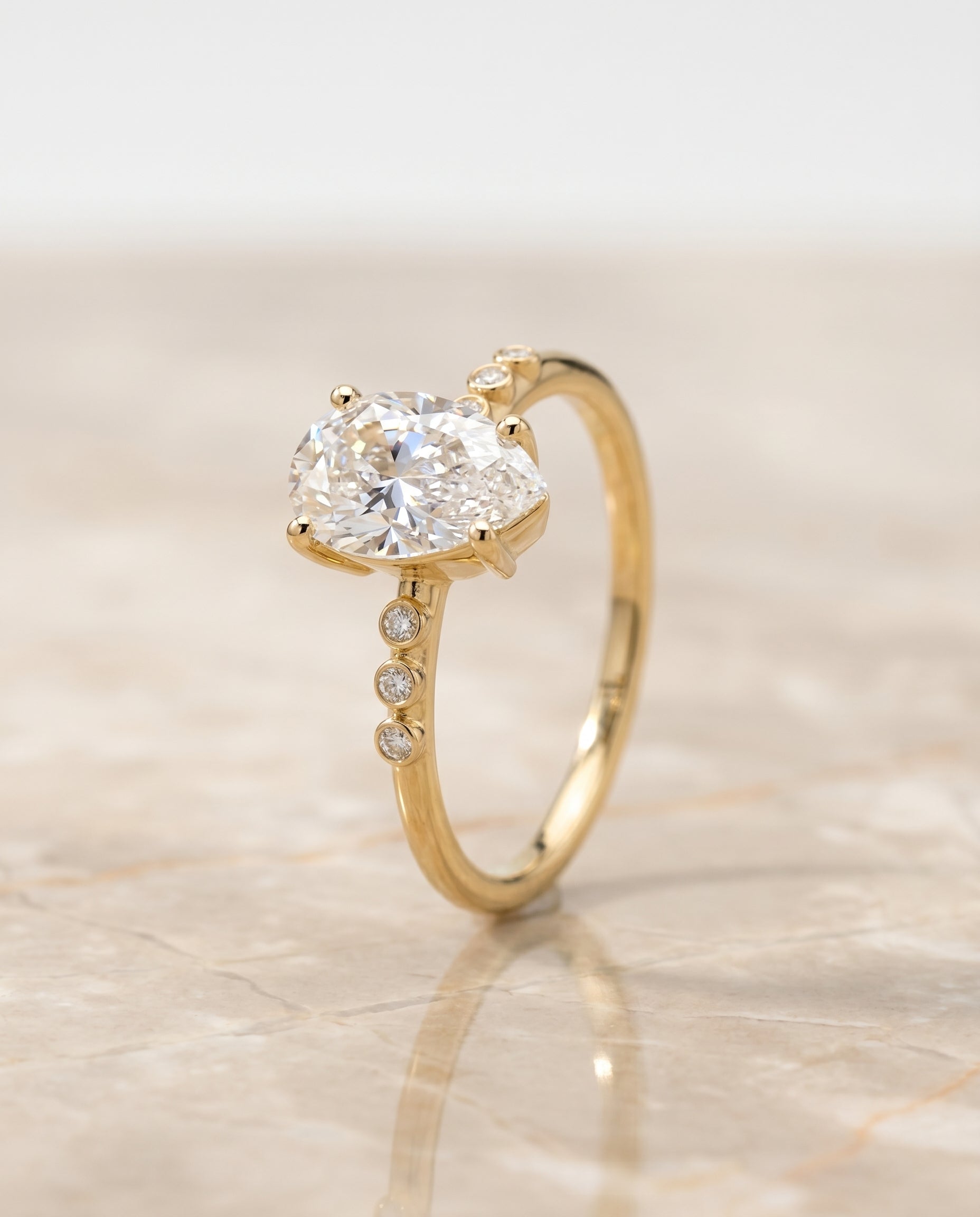 Bezel Accent Solitaire styling on The Peggy princess engagement ring setting | RockHer