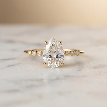 The Peggy Bezel Accent Solitaire Princess Cut Engagement Ring Setting in 18K Yellow Gold