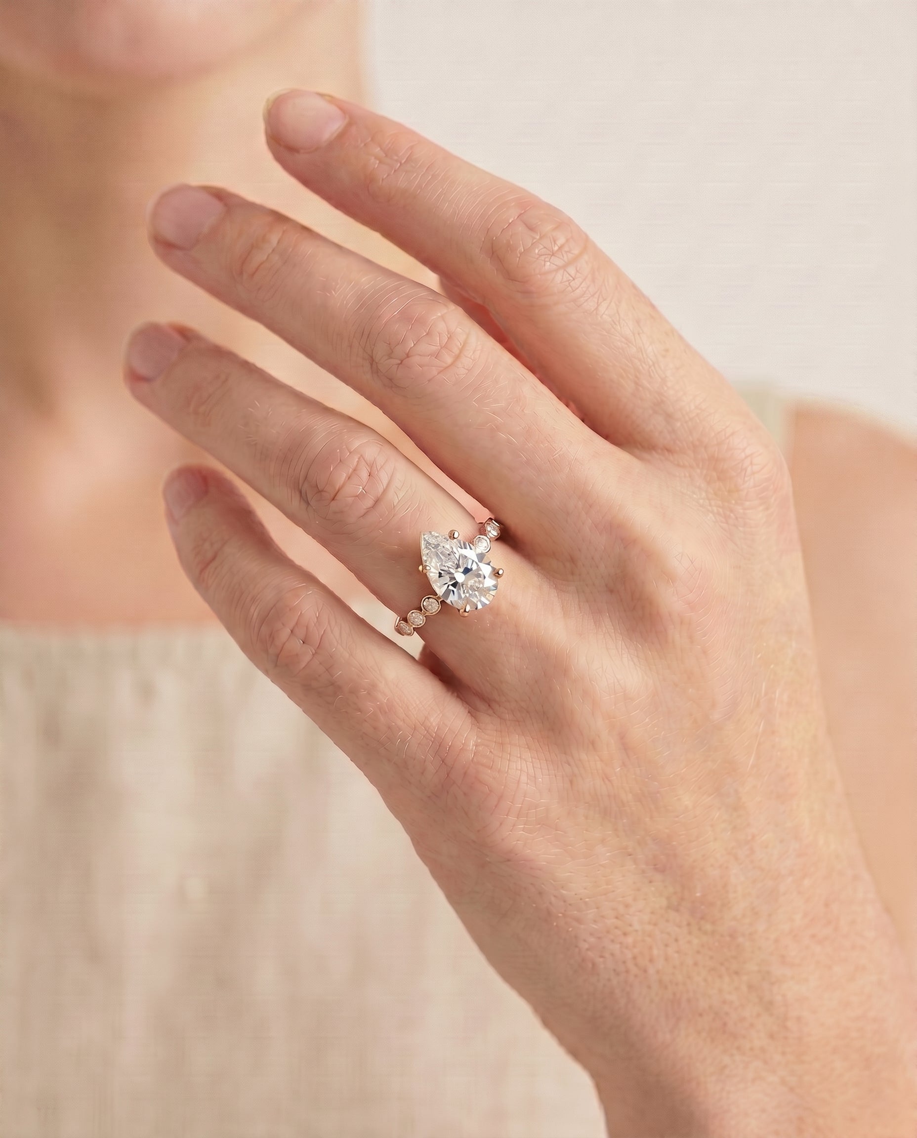 The Peggy engagement ring setting in 18K Yellow Gold, bezel accent solitaire design | RockHer