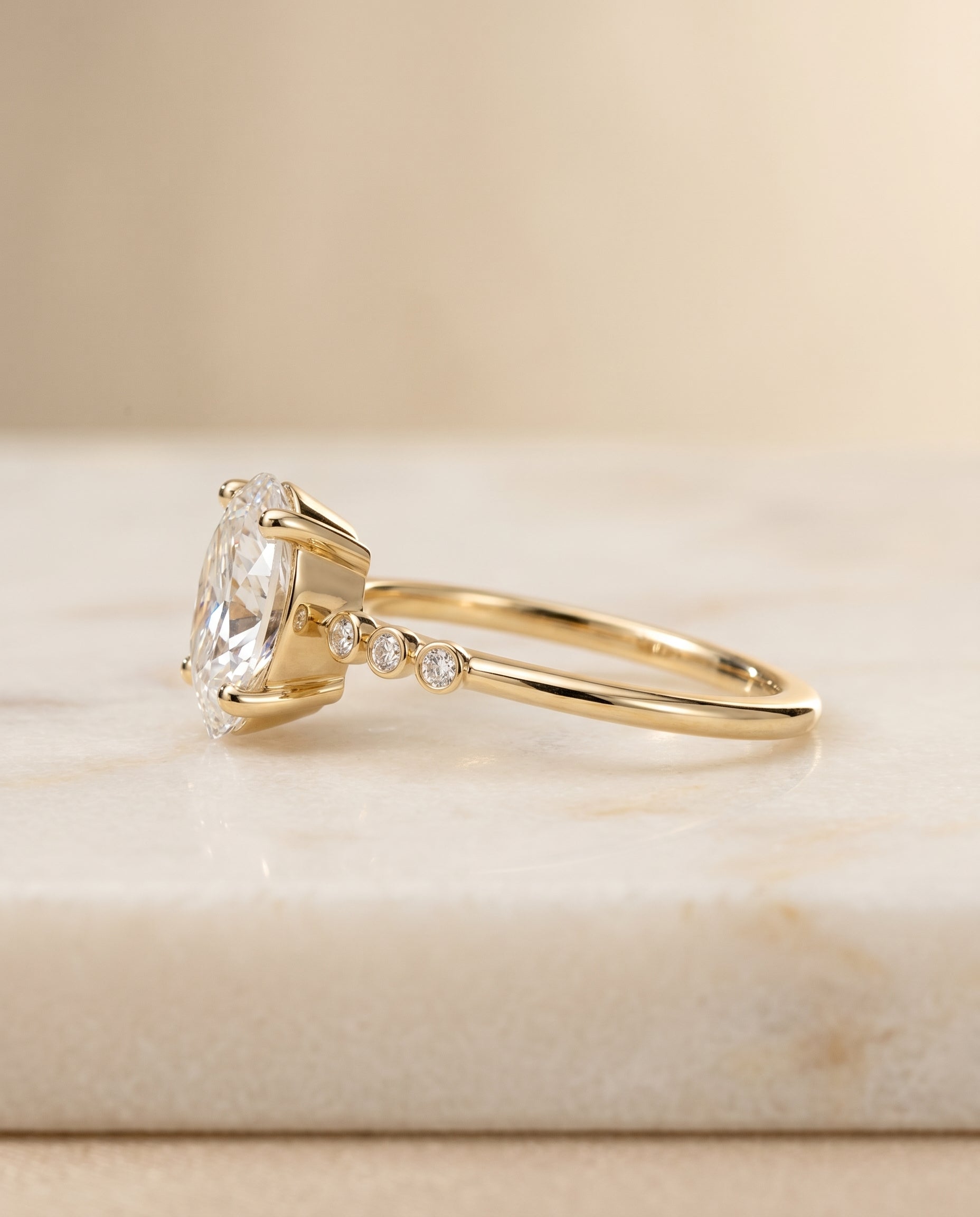 The Peggy setting for princess diamonds, made to order in 18K Yellow Gold | RockHer