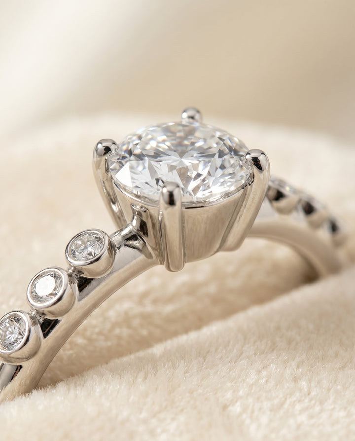 Peggy Select Bezel Accent Solitaire Emerald Cut in Platinum – view 4